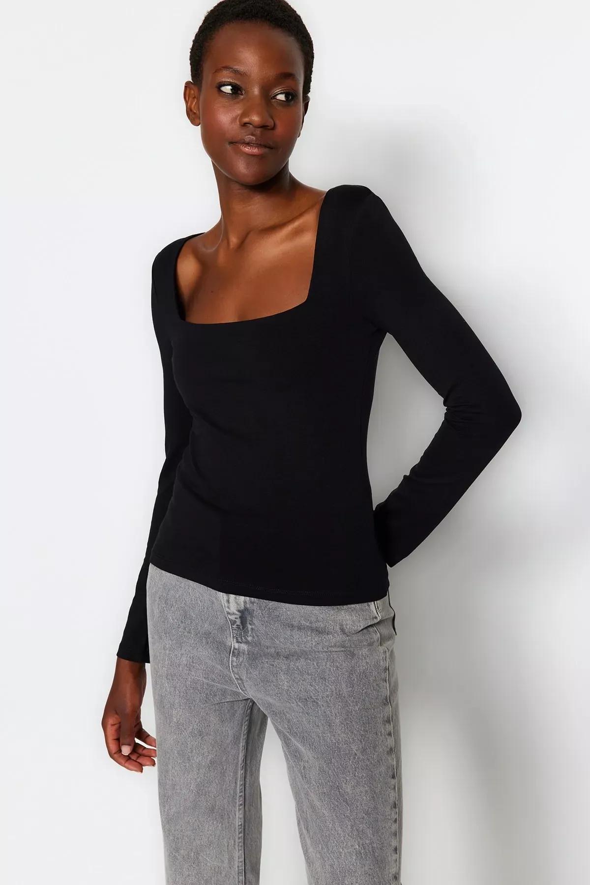 بلوزة مُحاكة، أسود, BLACK, large image number 1