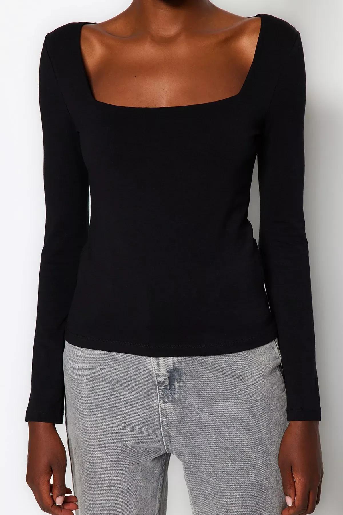 بلوزة مُحاكة، أسود, BLACK, large image number 2