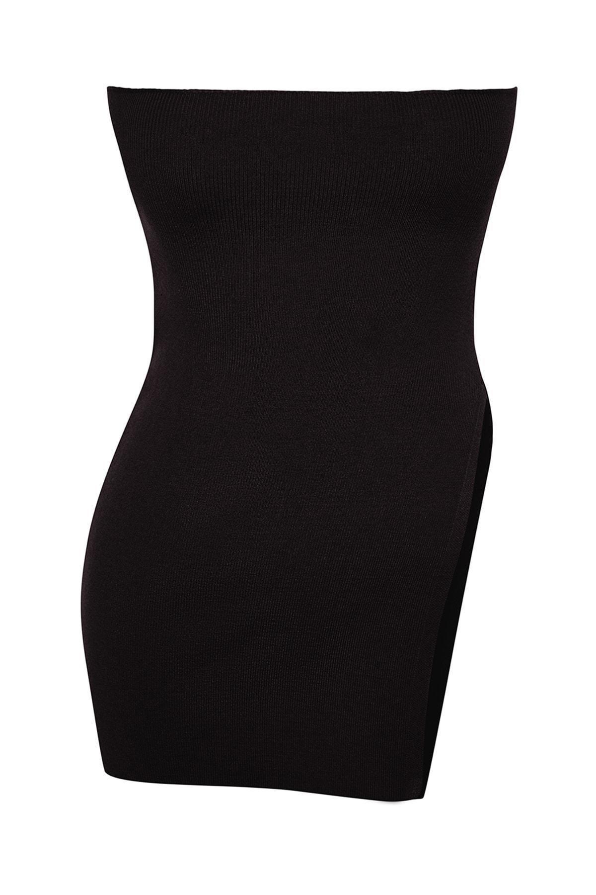 Black Strapless Detailed Blouse, , large image number 6