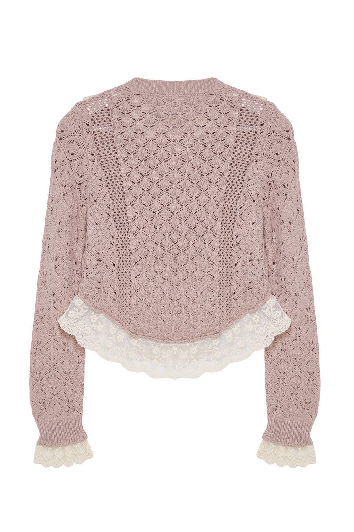 Powder Crop Lace Openwork/Hole Knitwear Cardigan TWOAW24KZ01059, , large image number 5