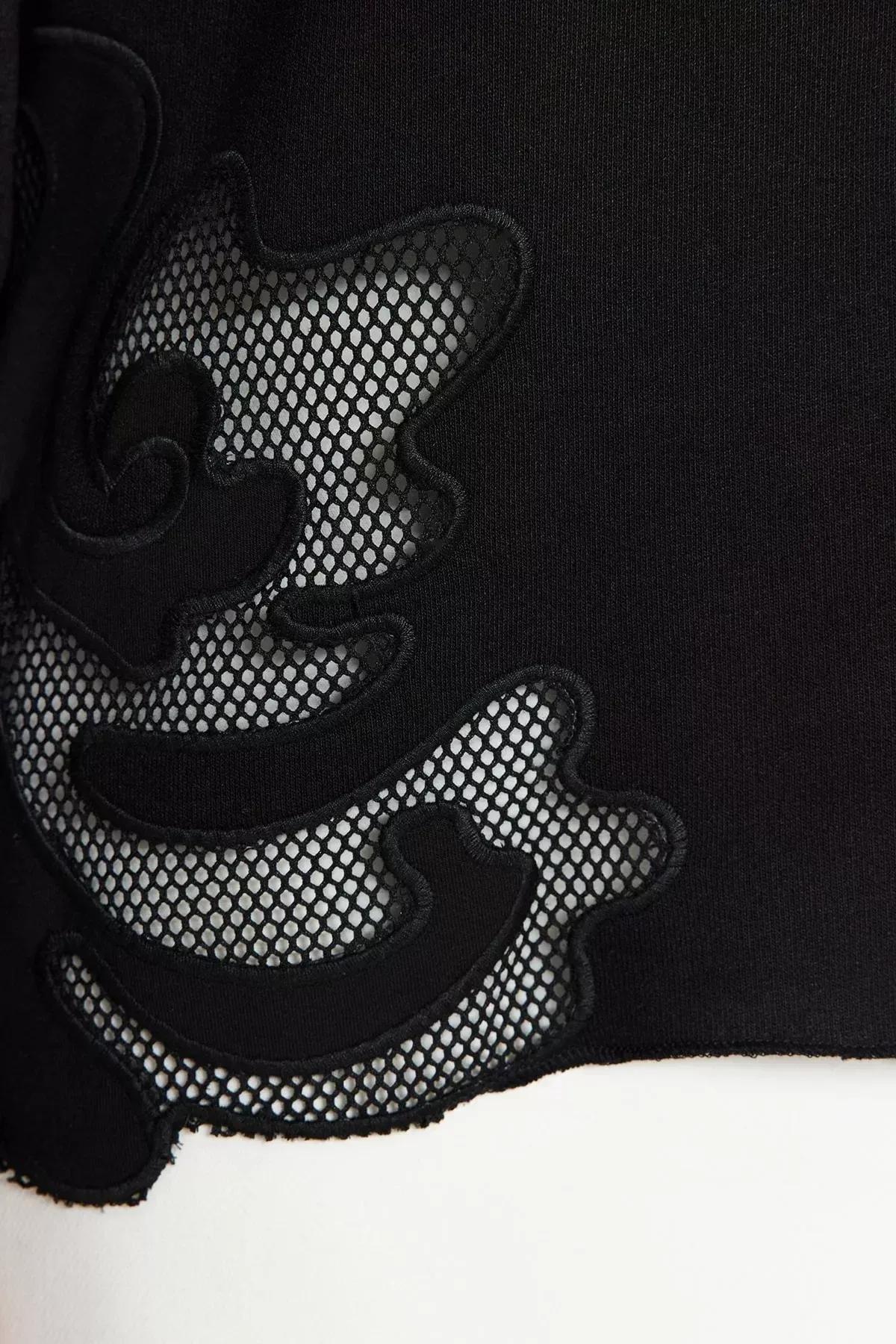 Black Crew Neck Sweatshirt, BLACK, large image number 4
