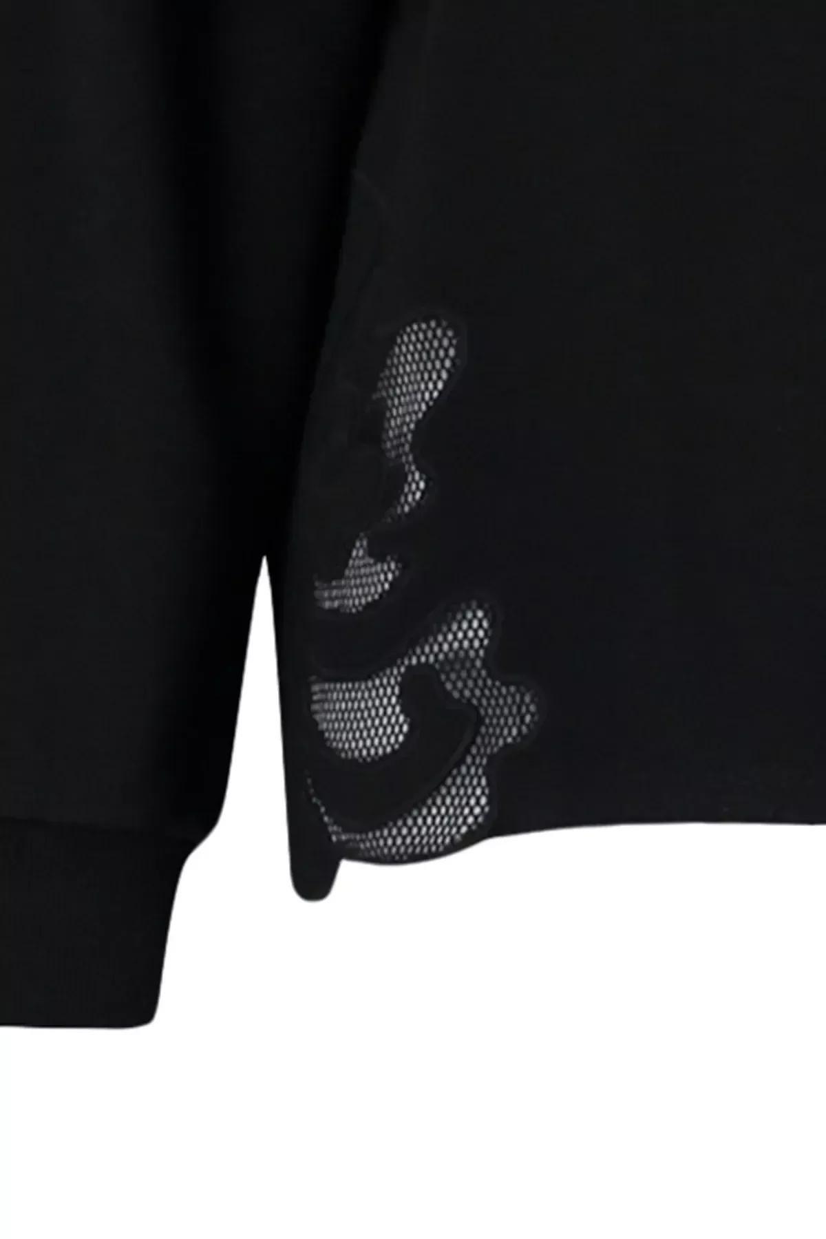 Black Crew Neck Sweatshirt, BLACK, large image number 6