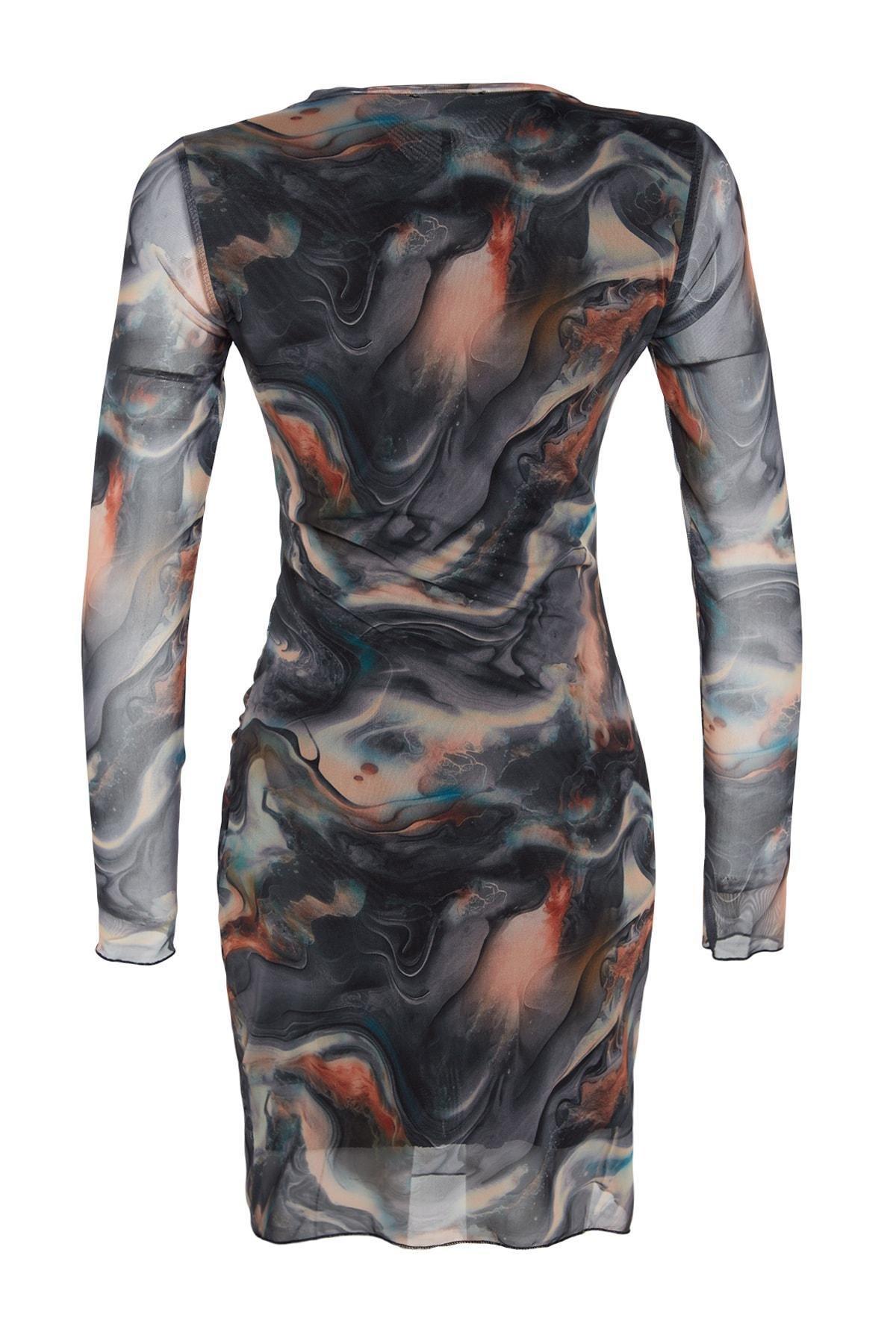 Multicolour Lined Knitted Mini Dress, , large image number 7