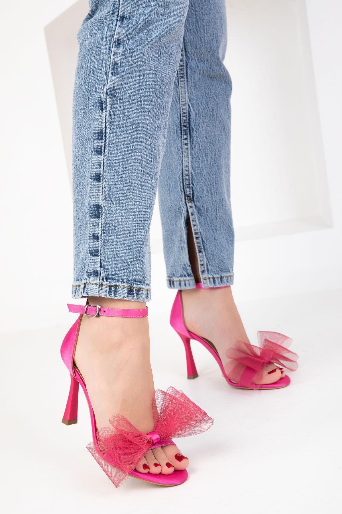 Pink Satin Classic Heeled Shoes, C101_3342, large image number 0
