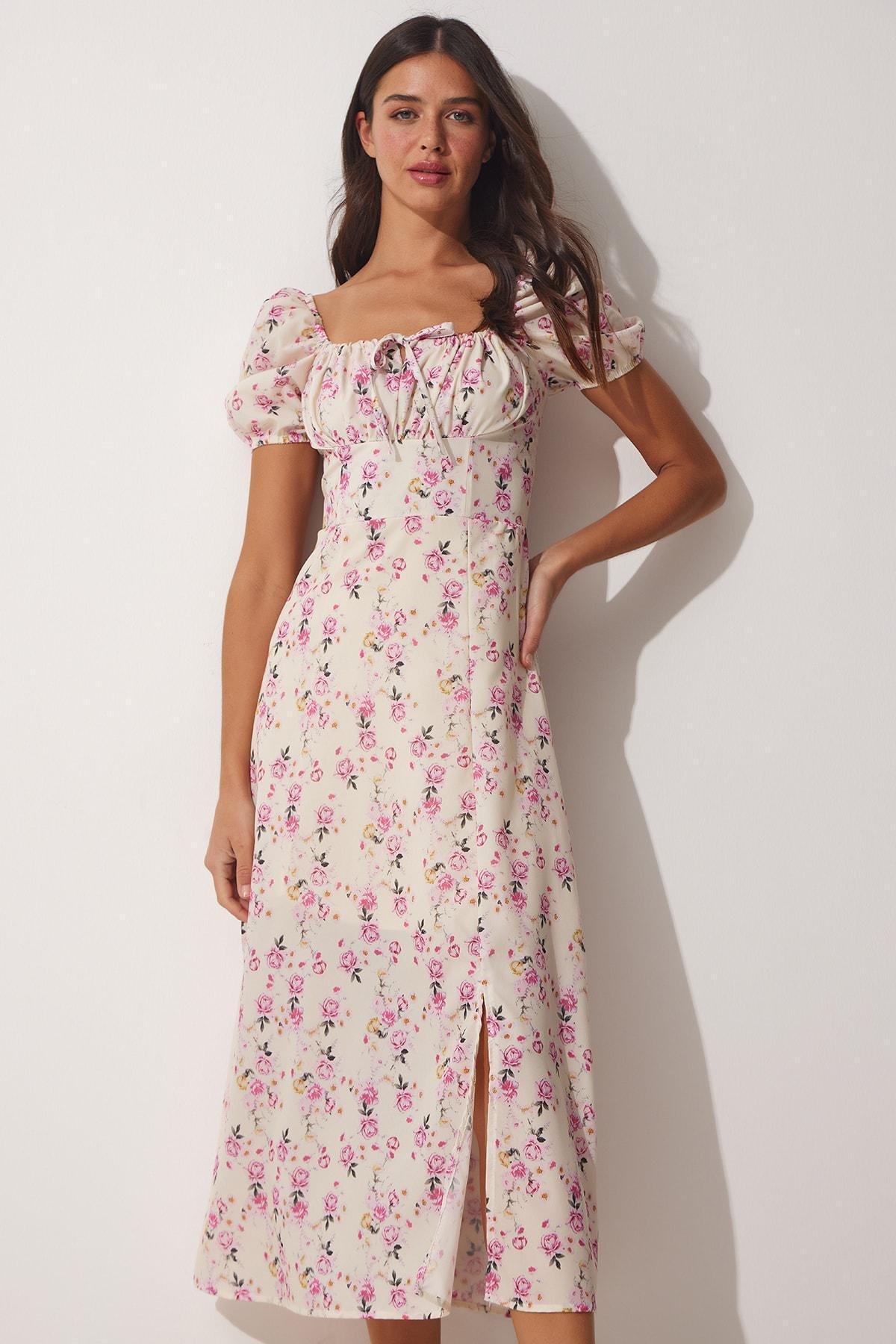 Cream Floral Summer Dress, , large image number 3