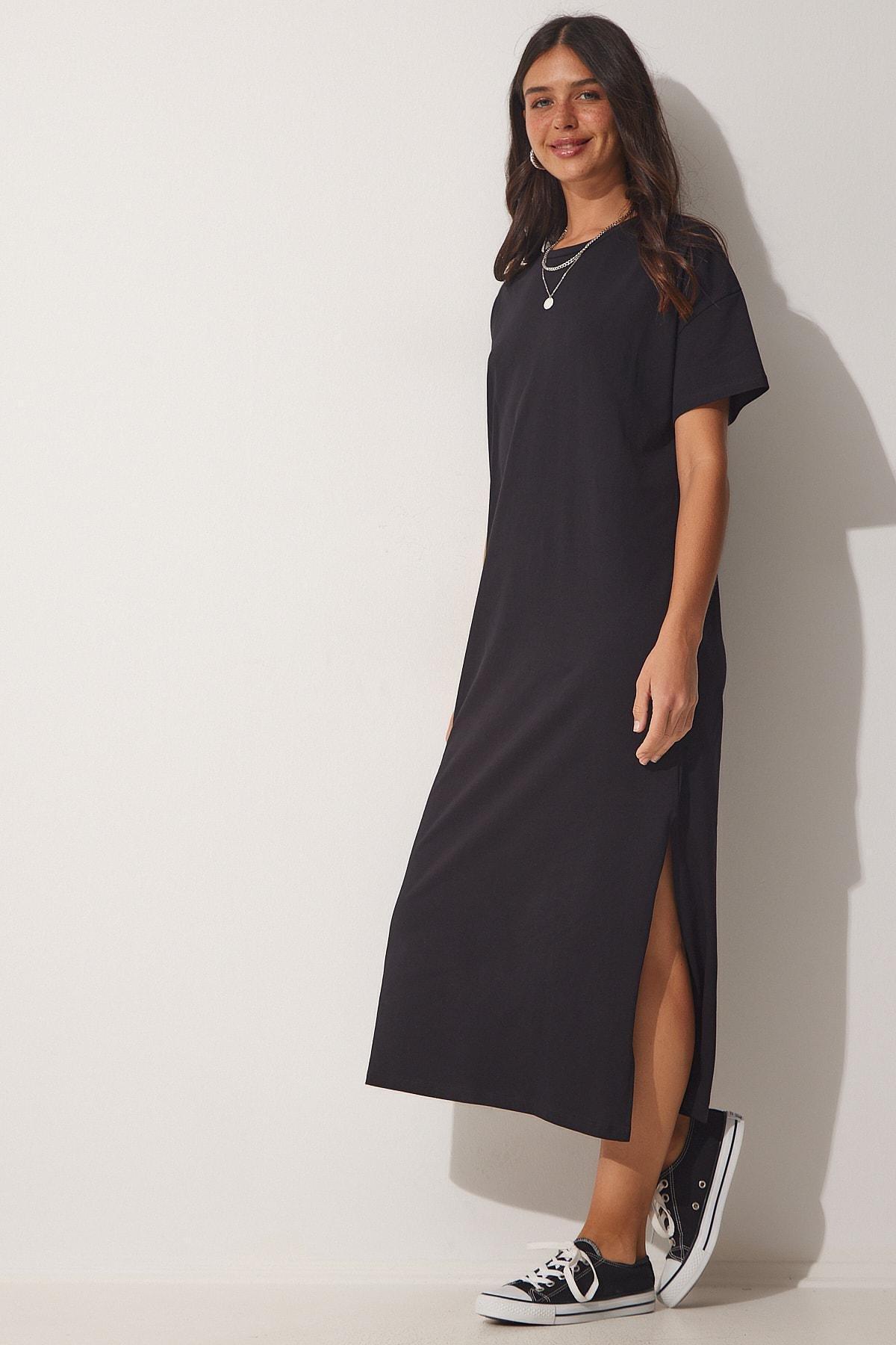 Black Straight Midi Dress, , large image number 0