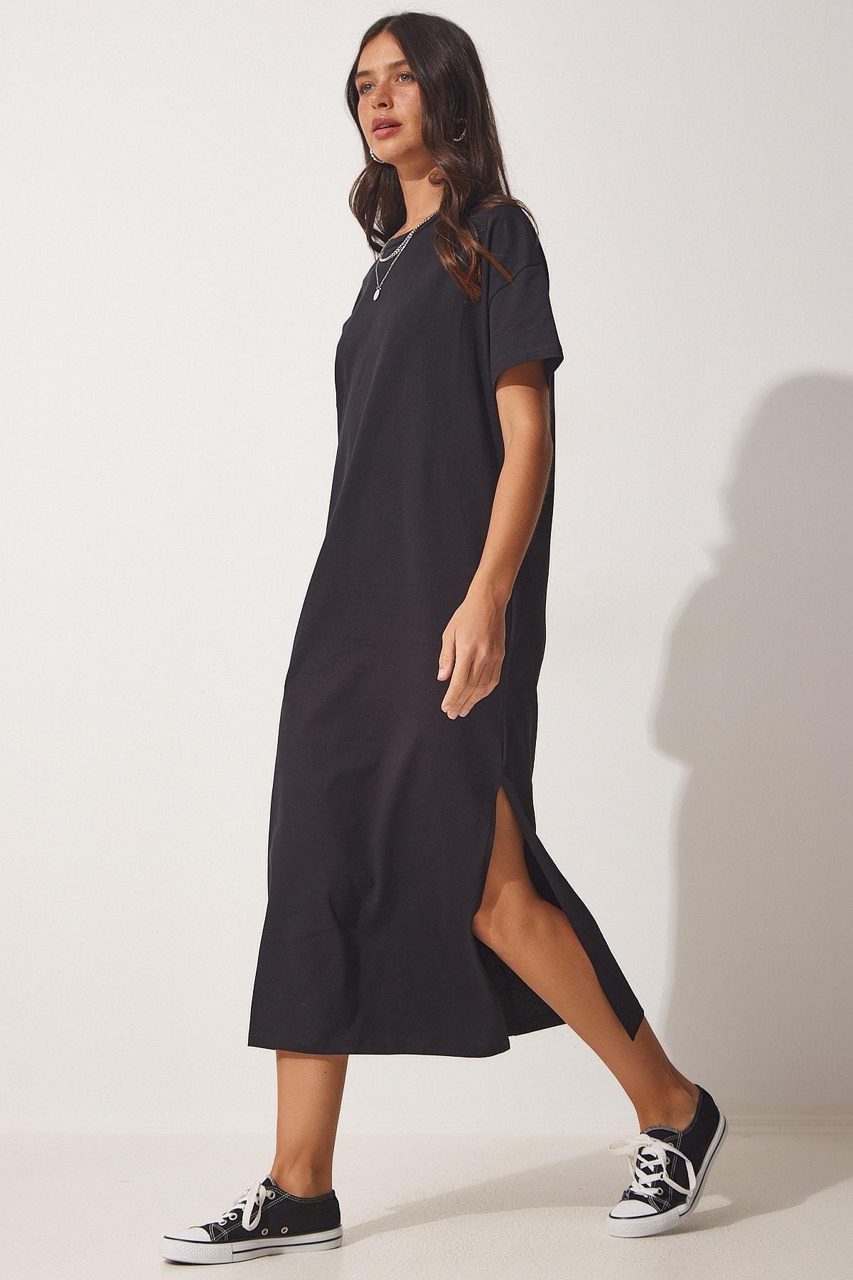 Black Straight Midi Dress, , large image number 1