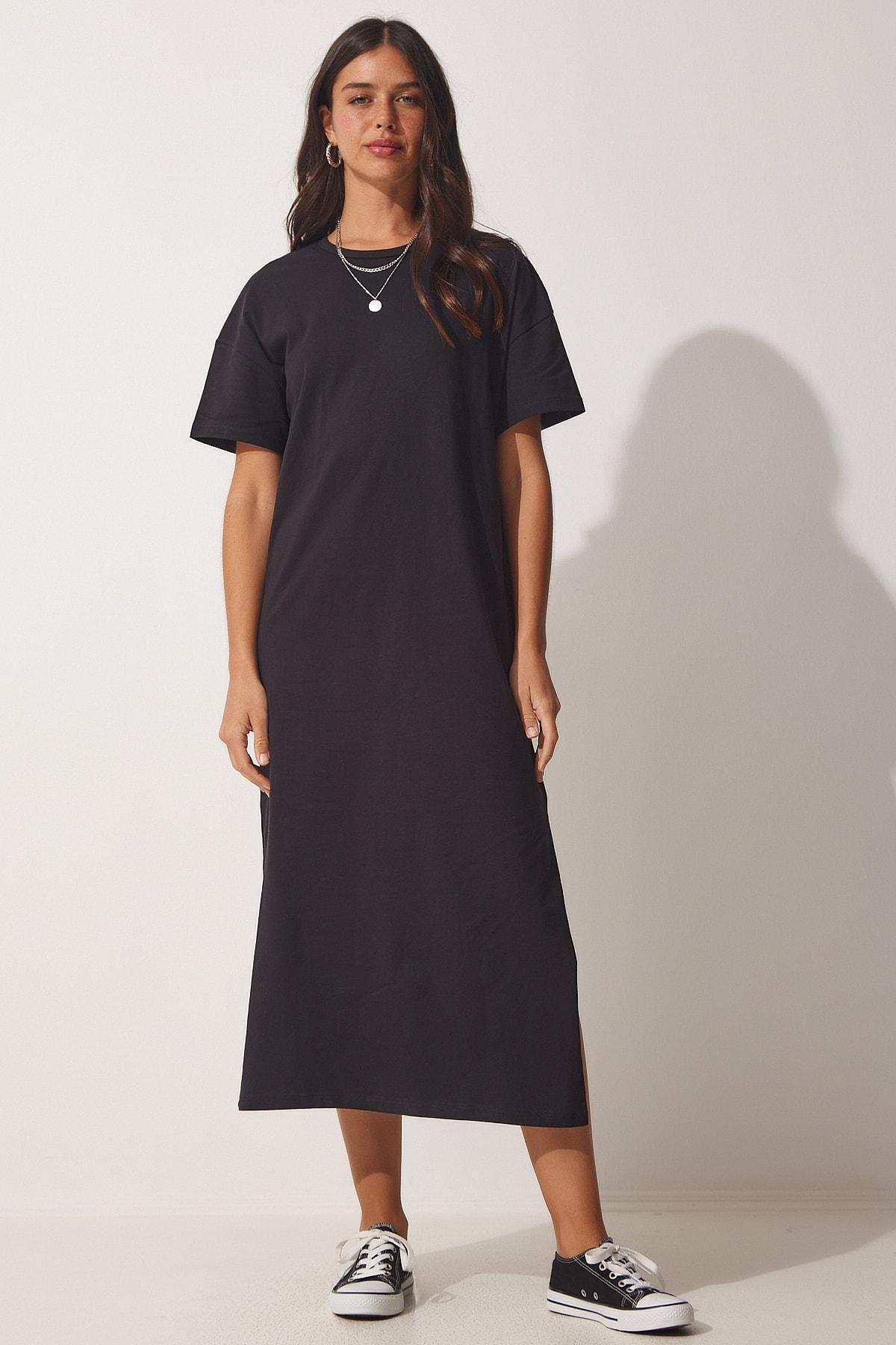 Black Straight Midi Dress, , large image number 2