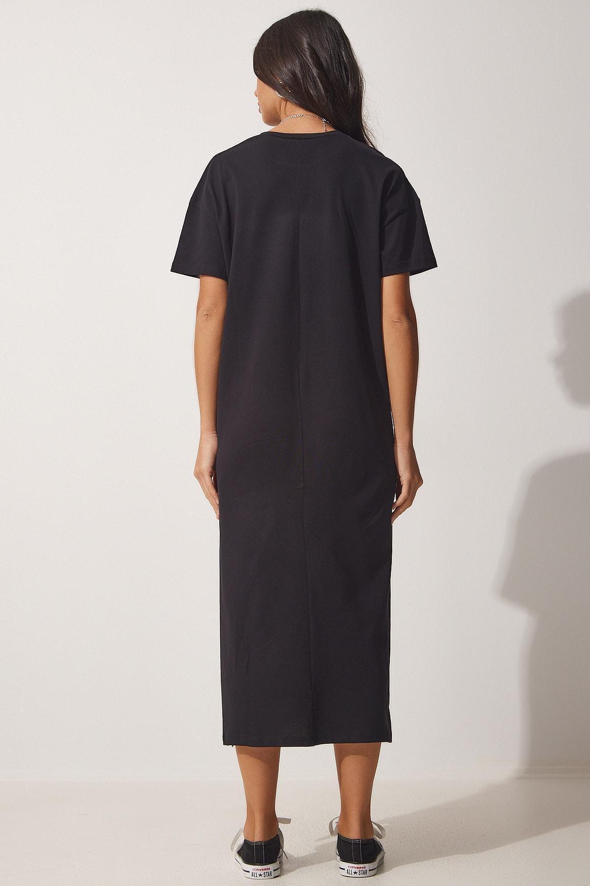 Black Straight Midi Dress, , large image number 3