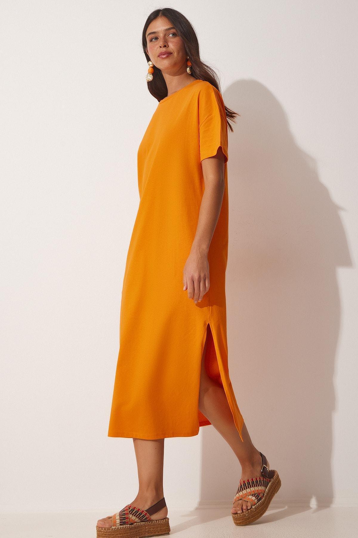 Orange Summer Combed Cotton Daily Dress, Orange, large image number 2