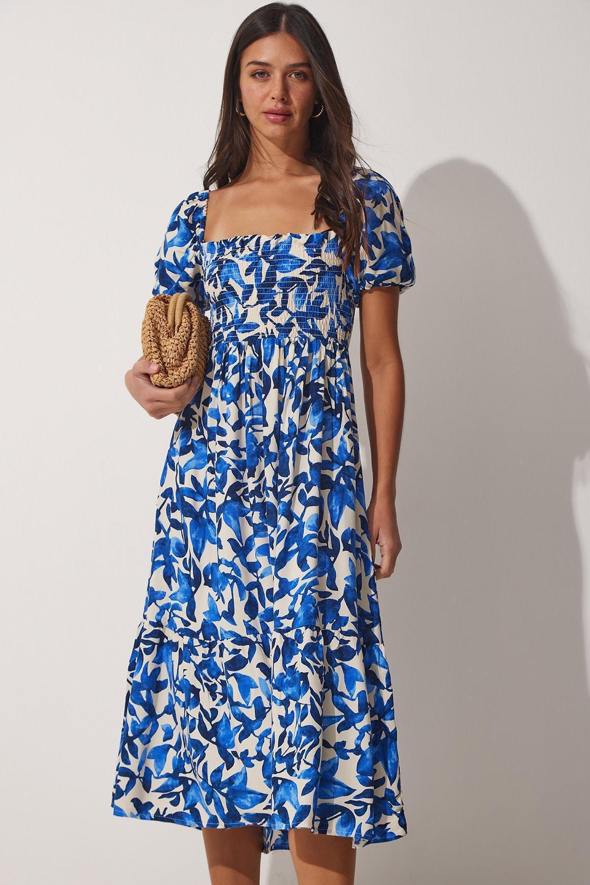 Blue Floral Dress, Blue, medium