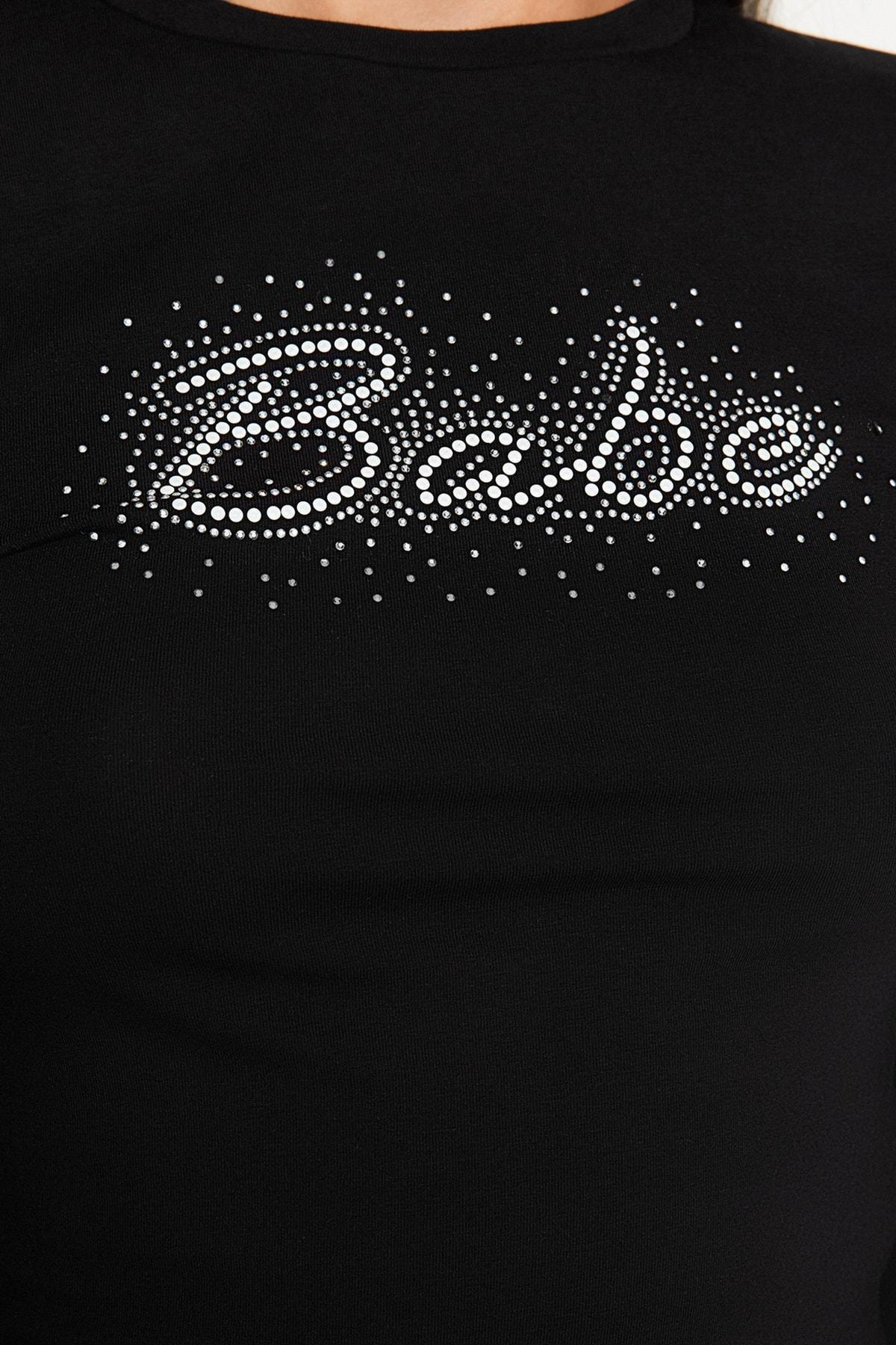 Black Fitted Cotton Shirt, BLACK, large image number 4