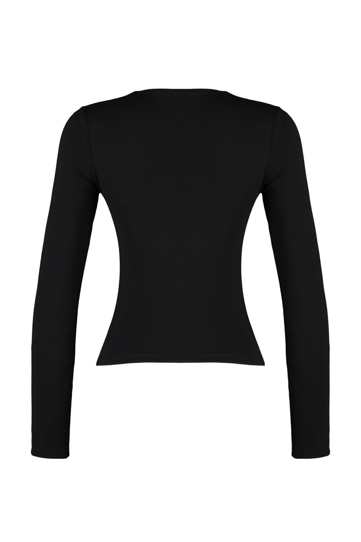 Black Fitted Cotton Shirt, BLACK, large image number 7