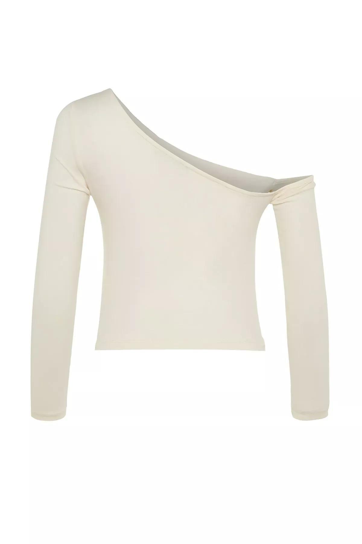 White One-Shoulder Blouse, STONE, large image number 7