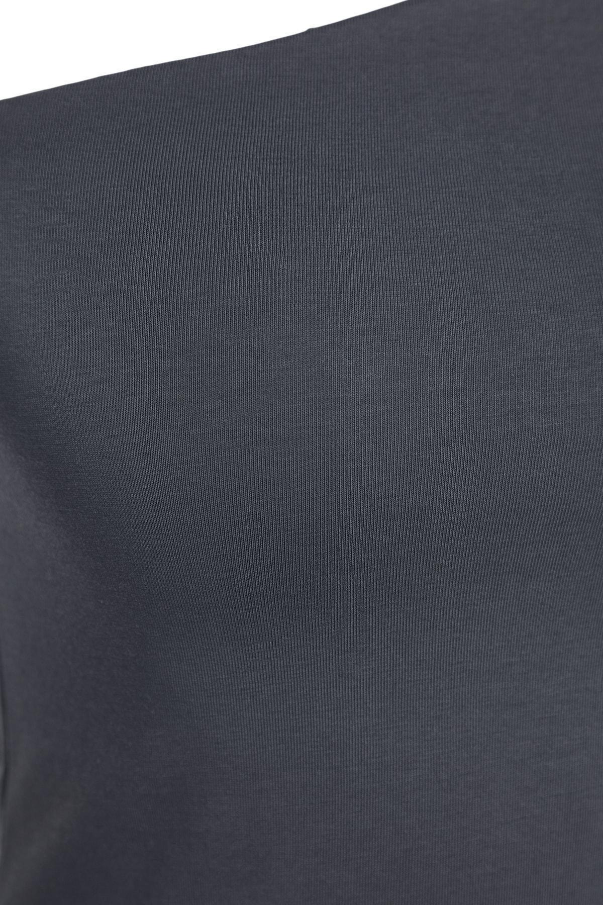 Grey One-Shoulder Cropped Knitted Blouse, , large image number 6