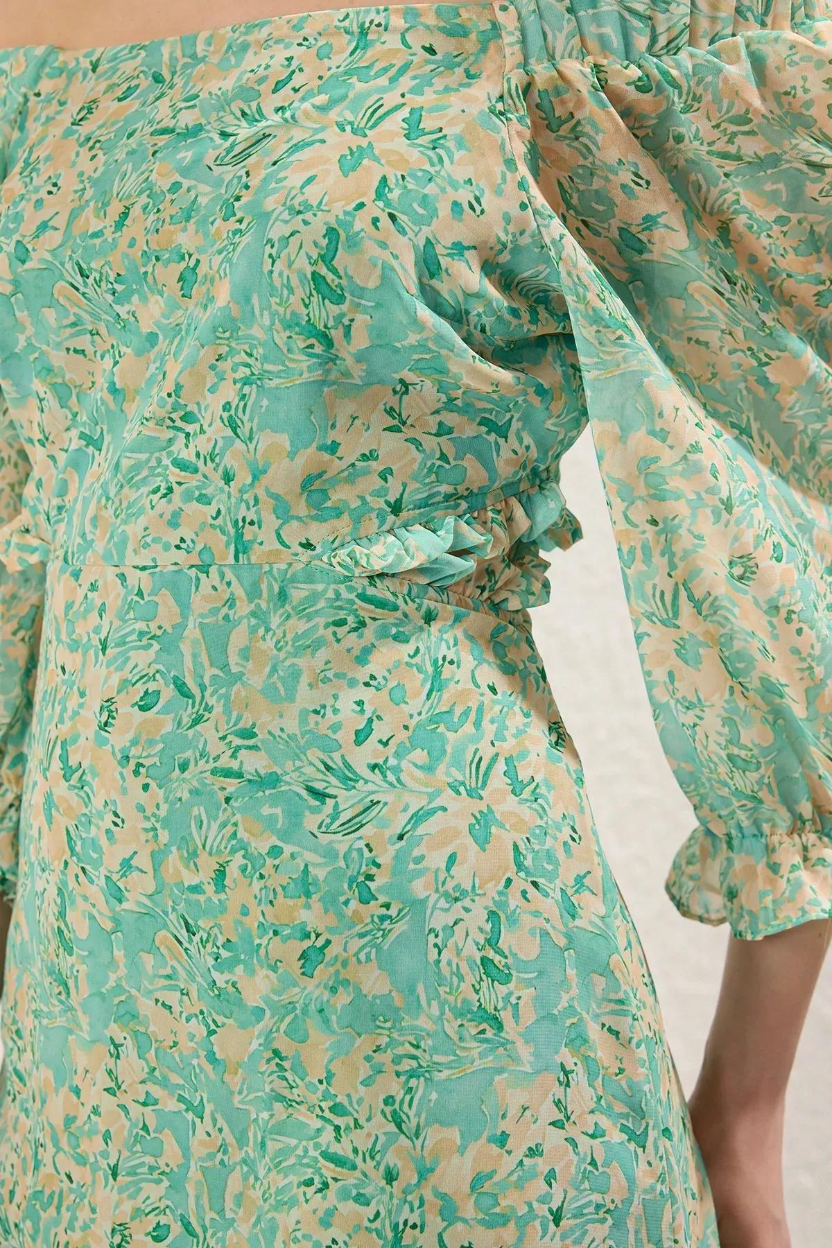 Green Floral Cut-Out Maxi Dress, Mint, large image number 2
