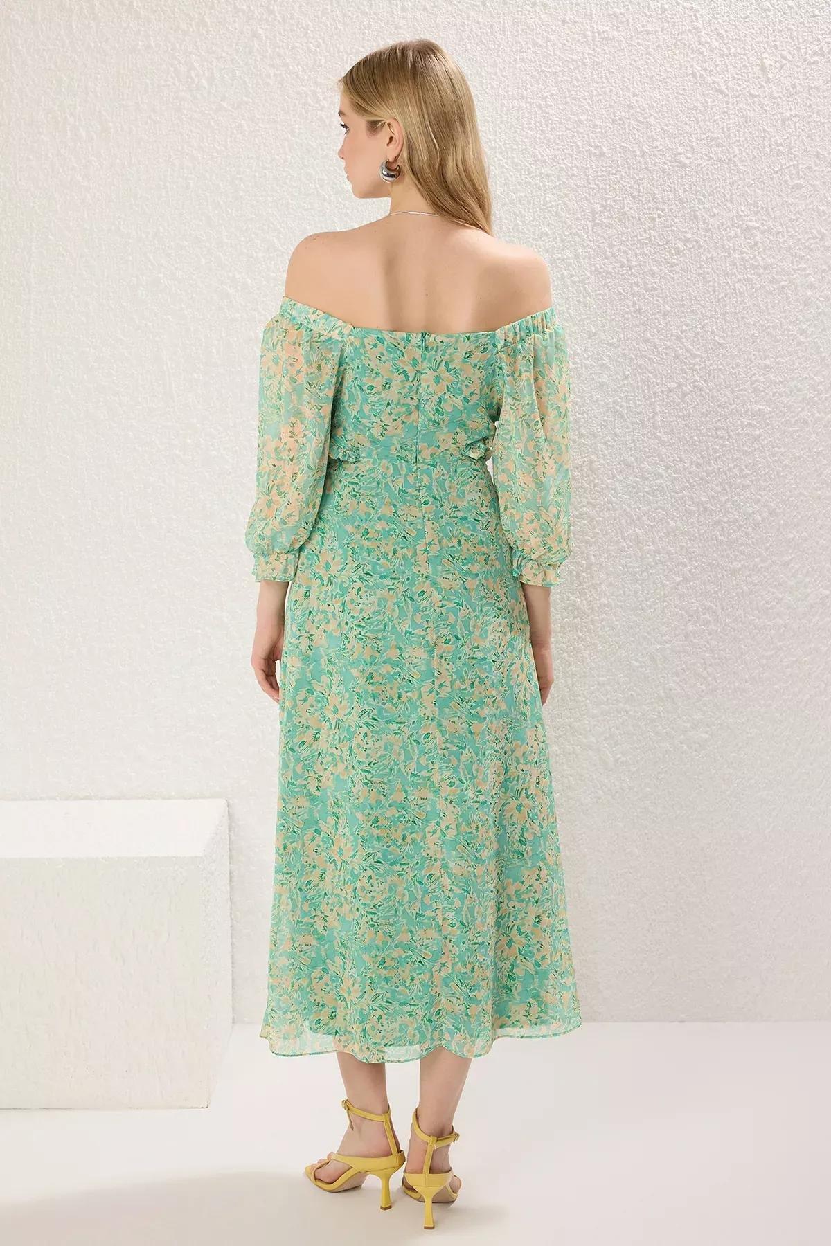 Green Floral Cut-Out Maxi Dress, Mint, large image number 3