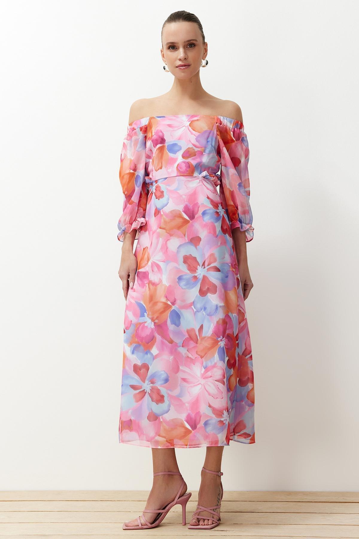 Floral Bardot Romantic Maxi Dress, , large image number 0