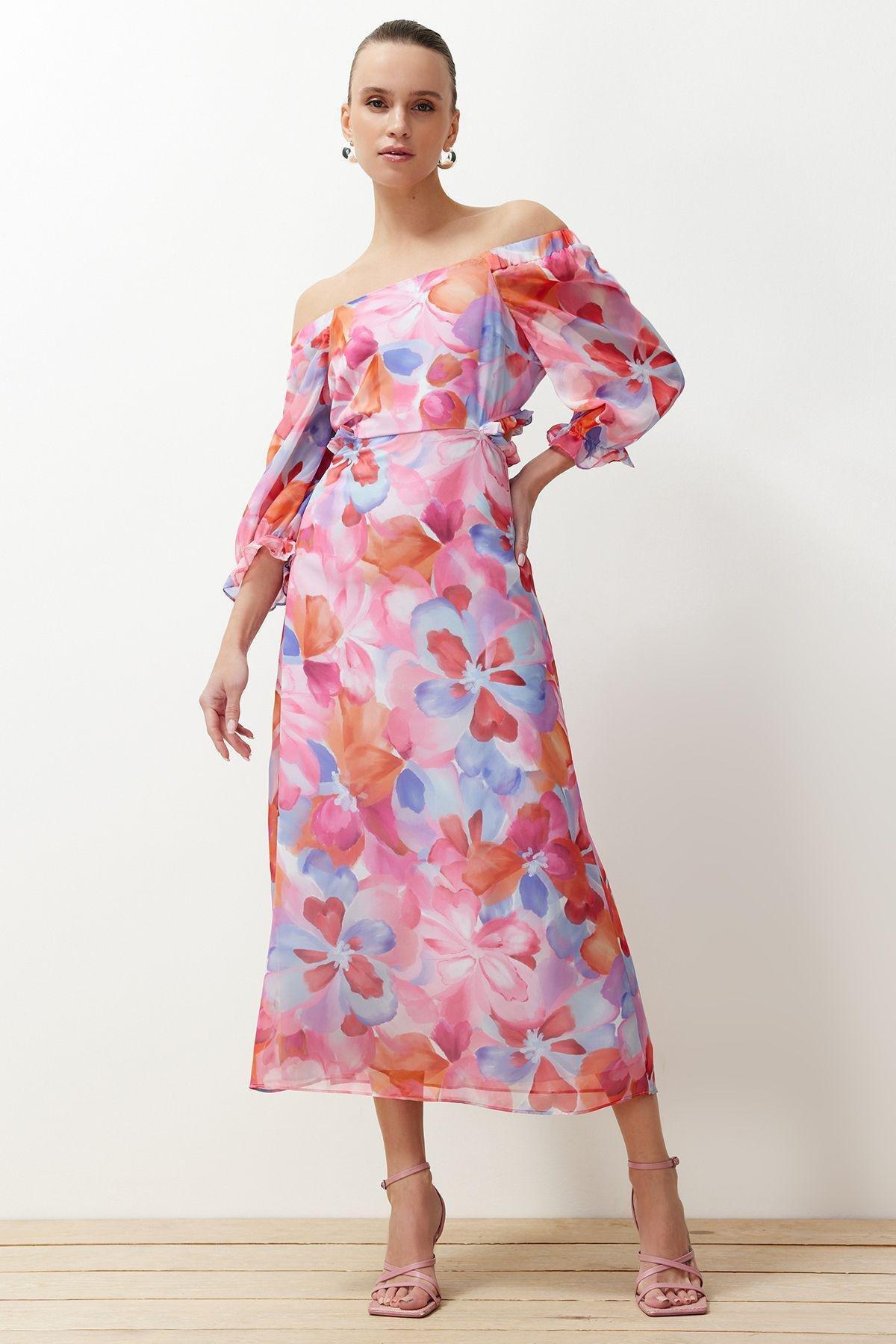 Floral Bardot Romantic Maxi Dress, , large image number 1