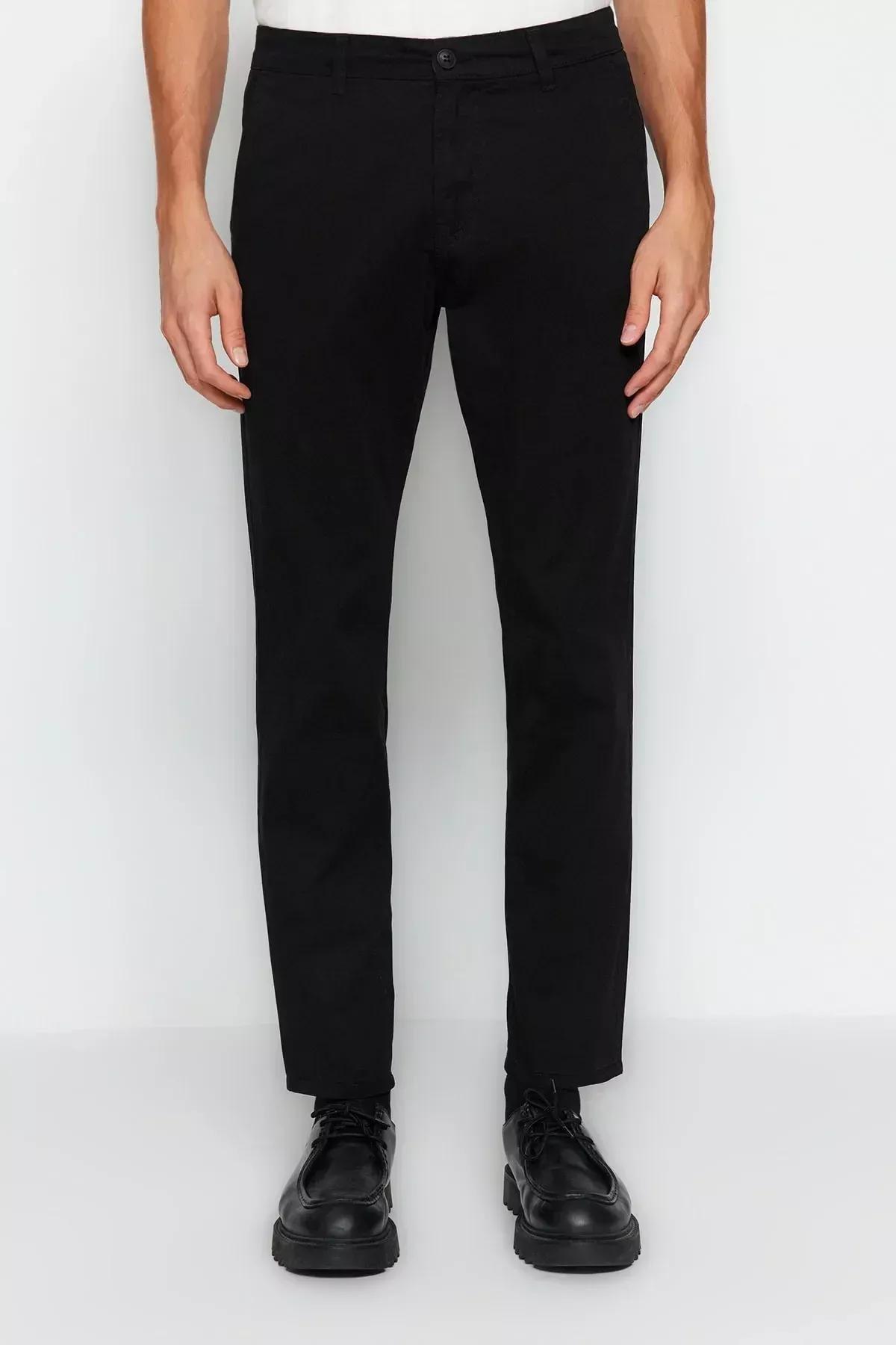 Black Straight Pants, BLACK, large image number 3