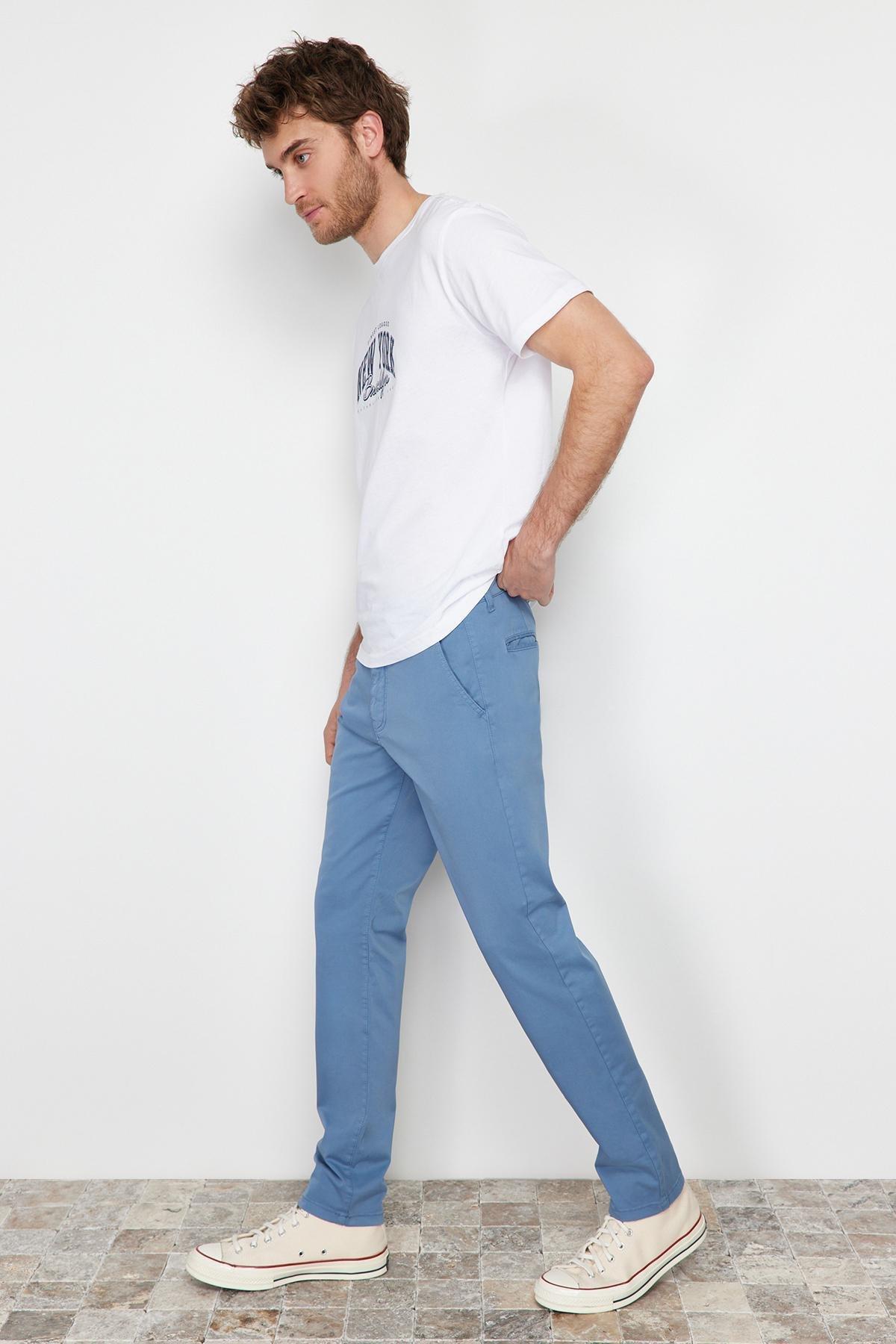 Blue Slim Chino Trousers, , large image number 0