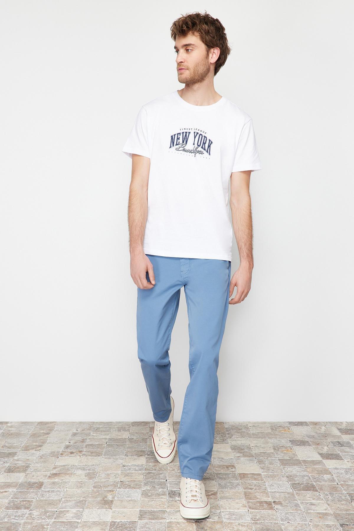 Blue Slim Chino Trousers, , large image number 1