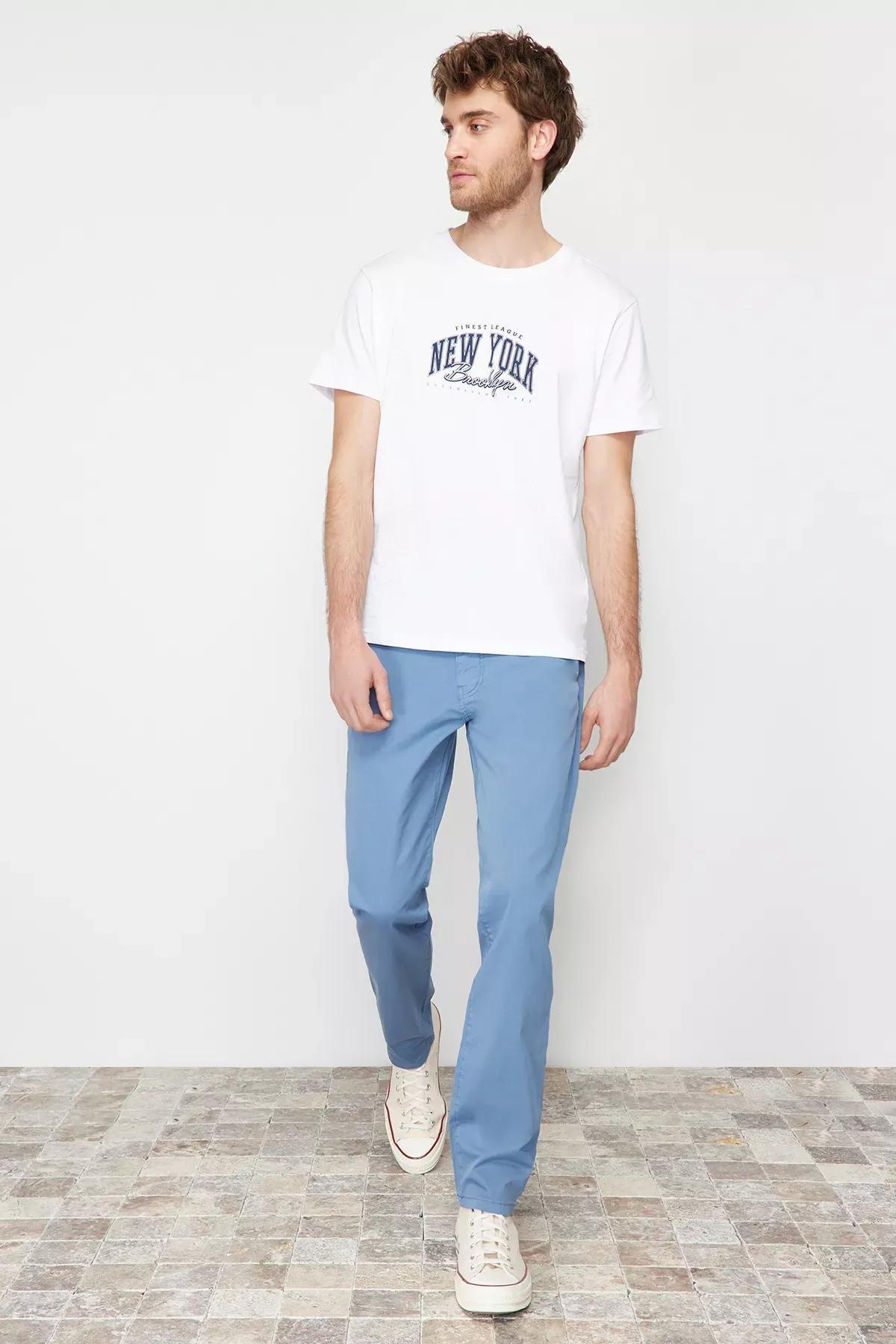 Blue Slim Chino Trousers, LIGHT BLUE, large image number 1