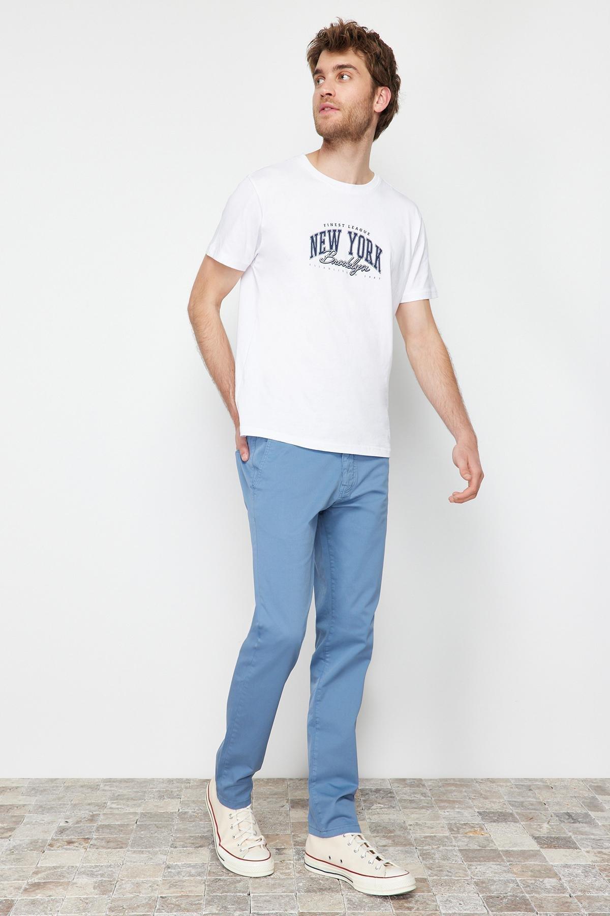 Blue Slim Chino Trousers, , large image number 2