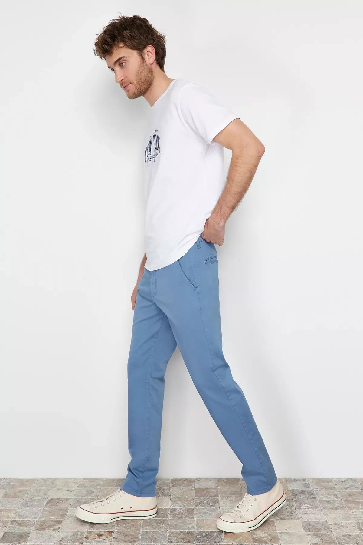 Blue Slim Chino Trousers, LIGHT BLUE, large image number 2