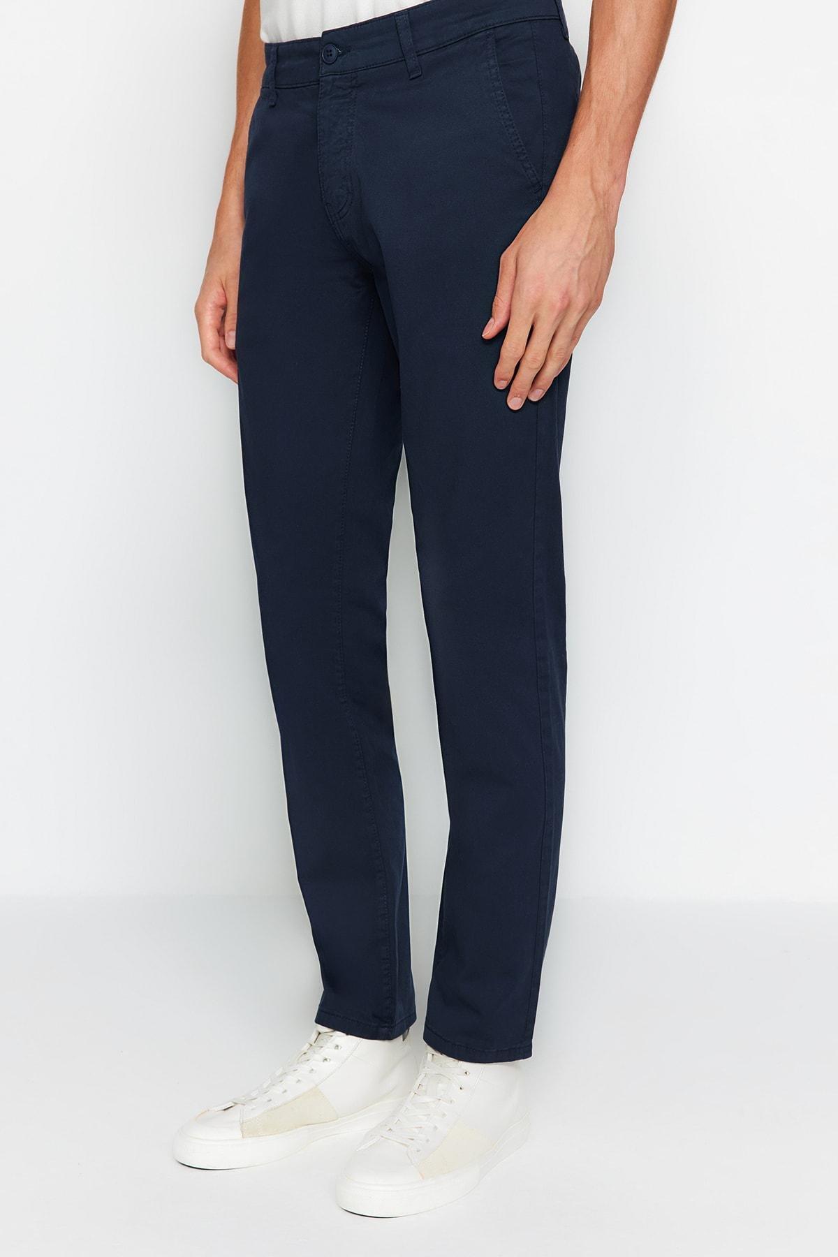 Navy Straight Pants, , large image number 1