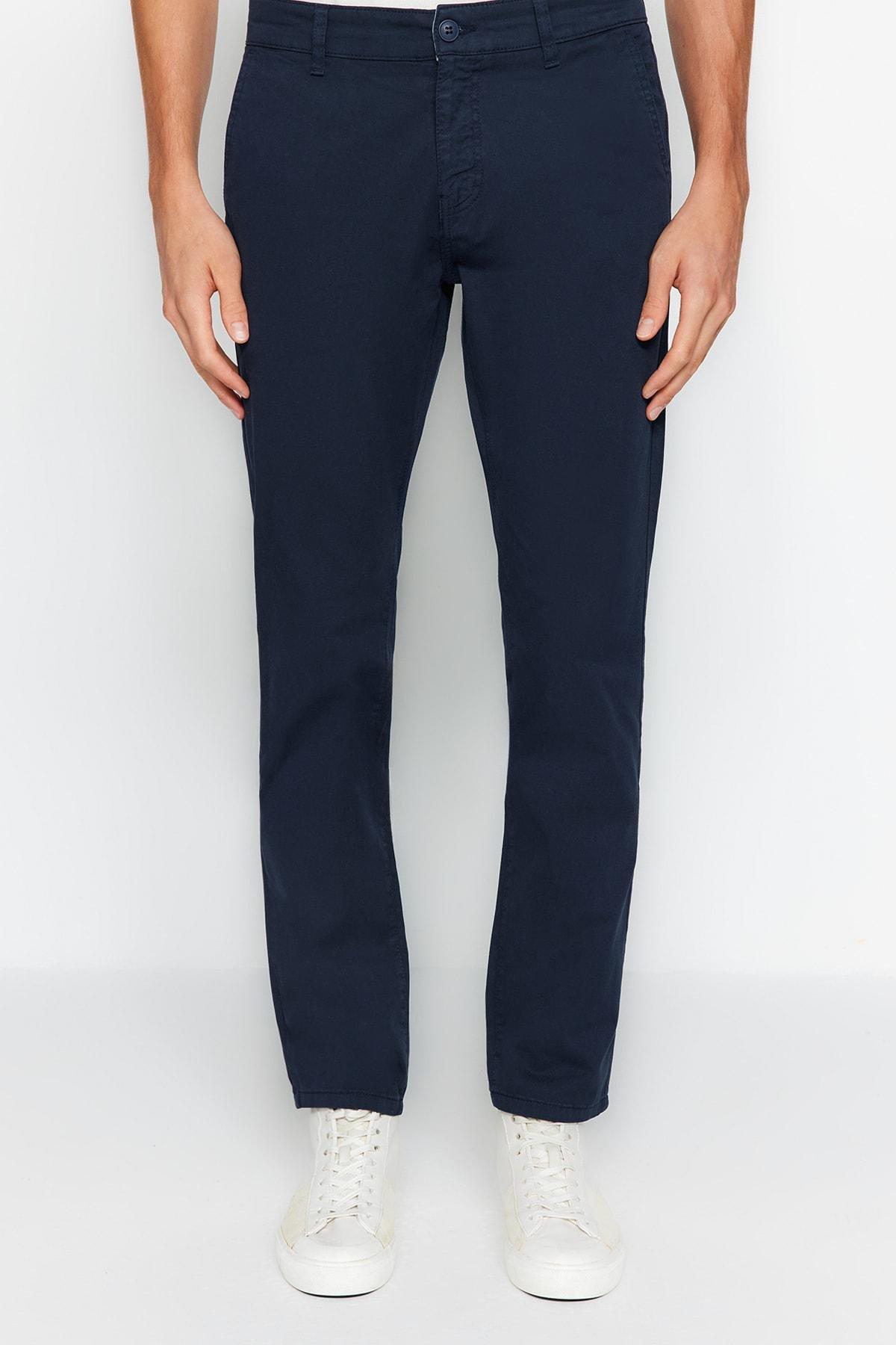 Navy Straight Pants, , large image number 2
