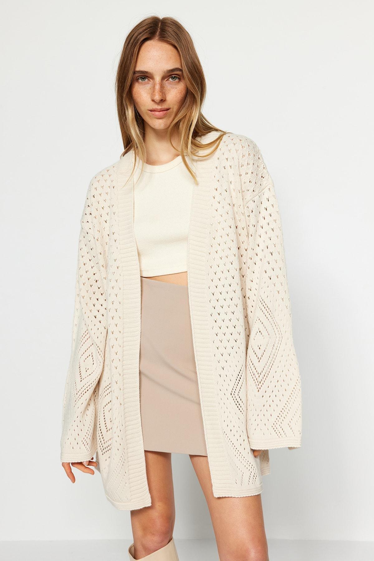 Grey Oversize Knitwear Cardigan, , large image number 2
