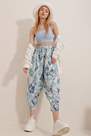 Alacati - Blue Patterned Loose Linen Trousers