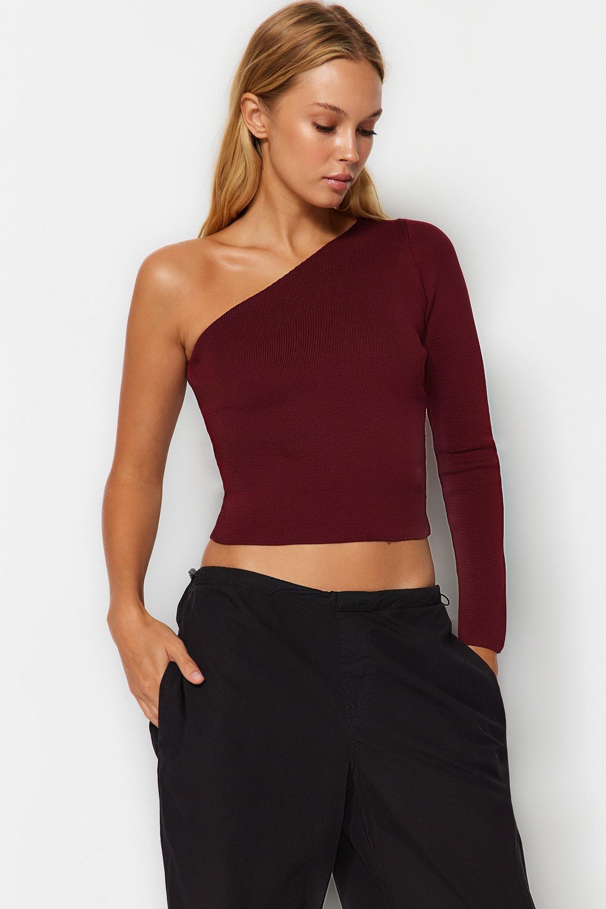 Trendyol Claret Red One Shoulder Sweater Azadea UAE