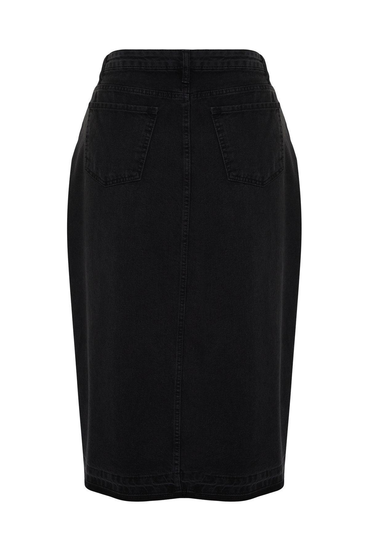 Black Denim Plus-Size Skirt, , large image number 1