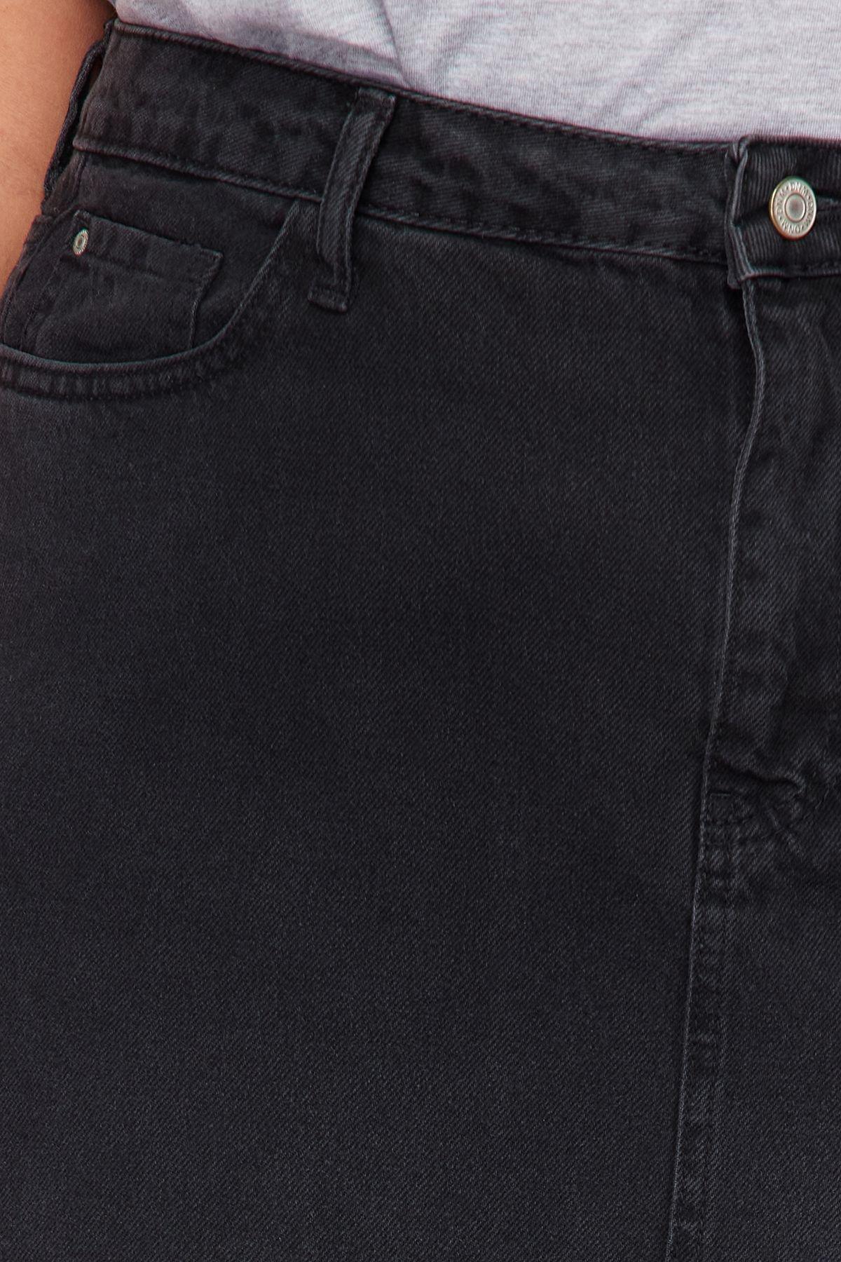 Black Denim Plus-Size Skirt, , large image number 4