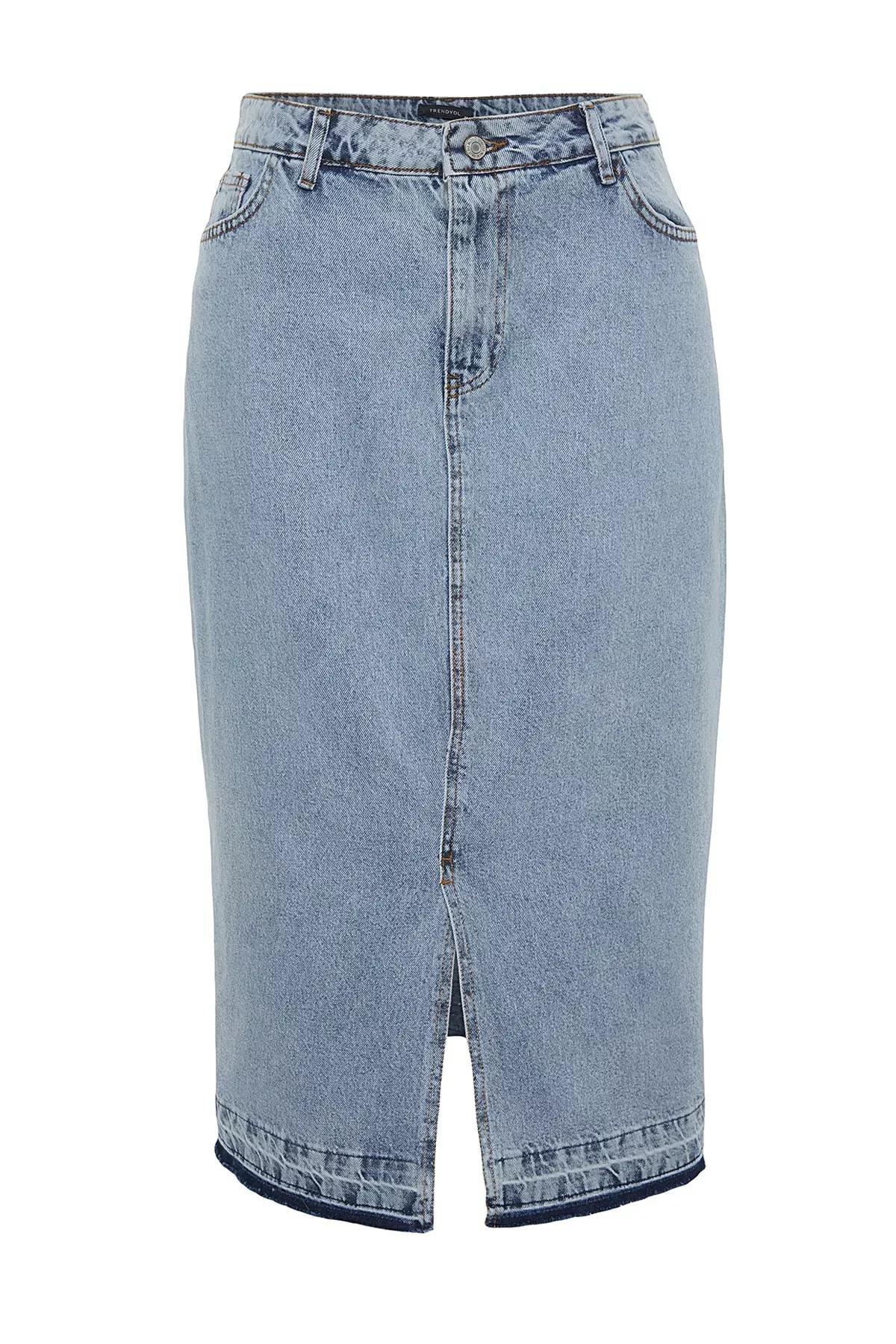Blue Maxi Plus Size Skirt, Blue, large image number 5