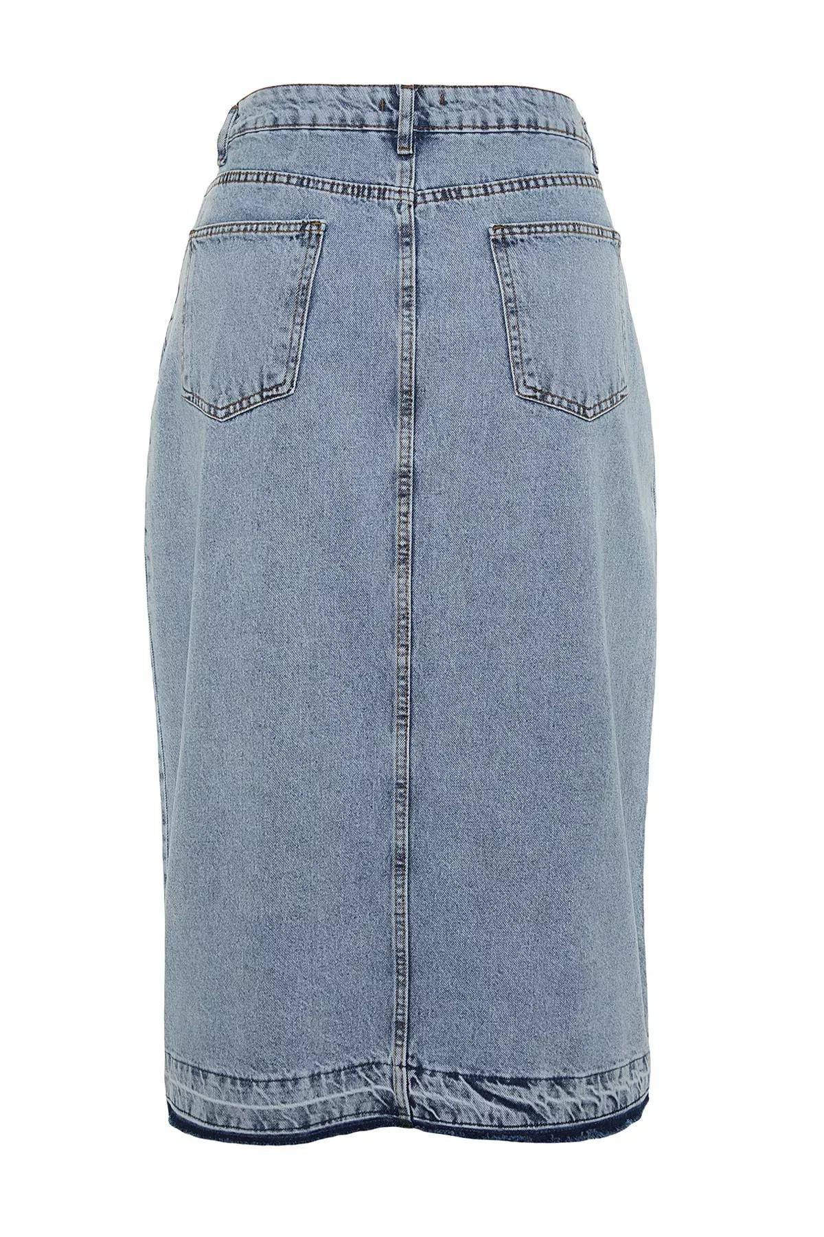 Blue Maxi Plus Size Skirt, Blue, large image number 7