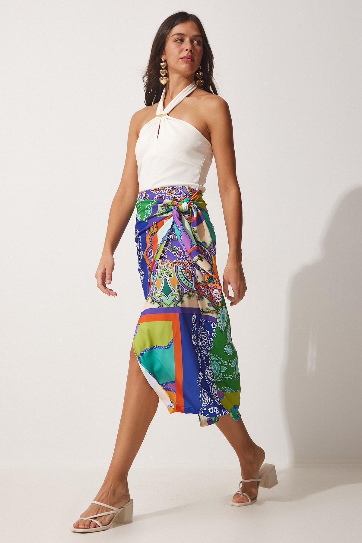 Blue Midi Skirt, NAVY BLUE GREEN, large image number 1