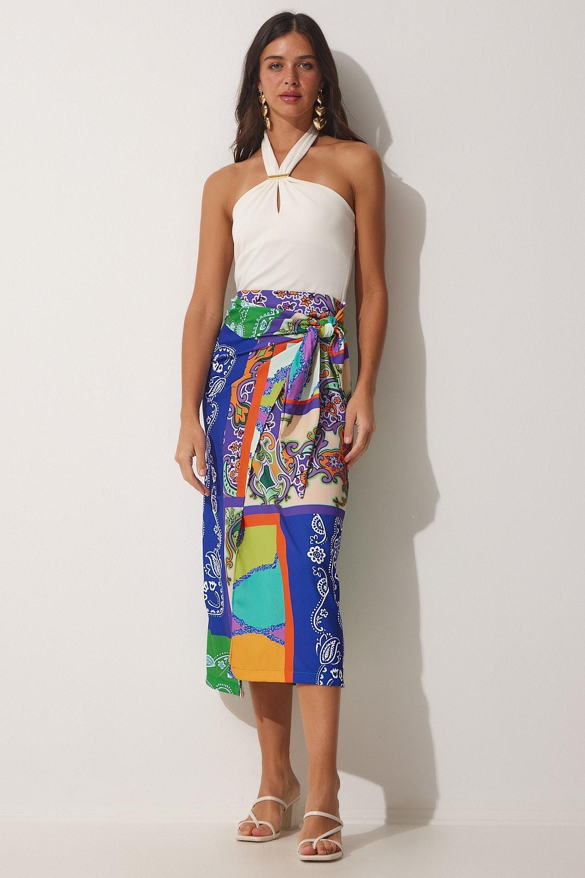 Blue Midi Skirt, NAVY BLUE GREEN, large image number 2