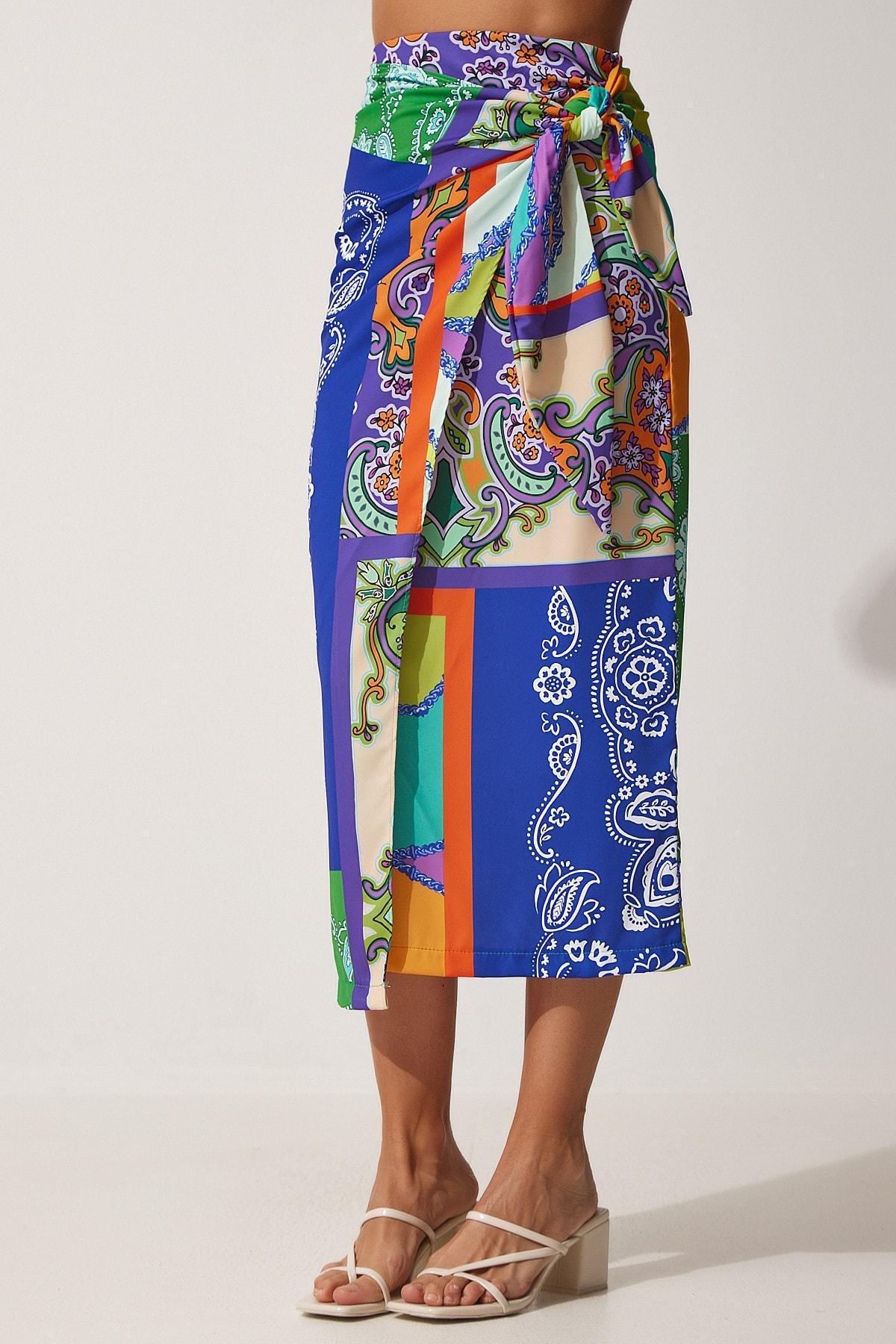 Blue Midi Skirt, NAVY BLUE GREEN, large image number 3