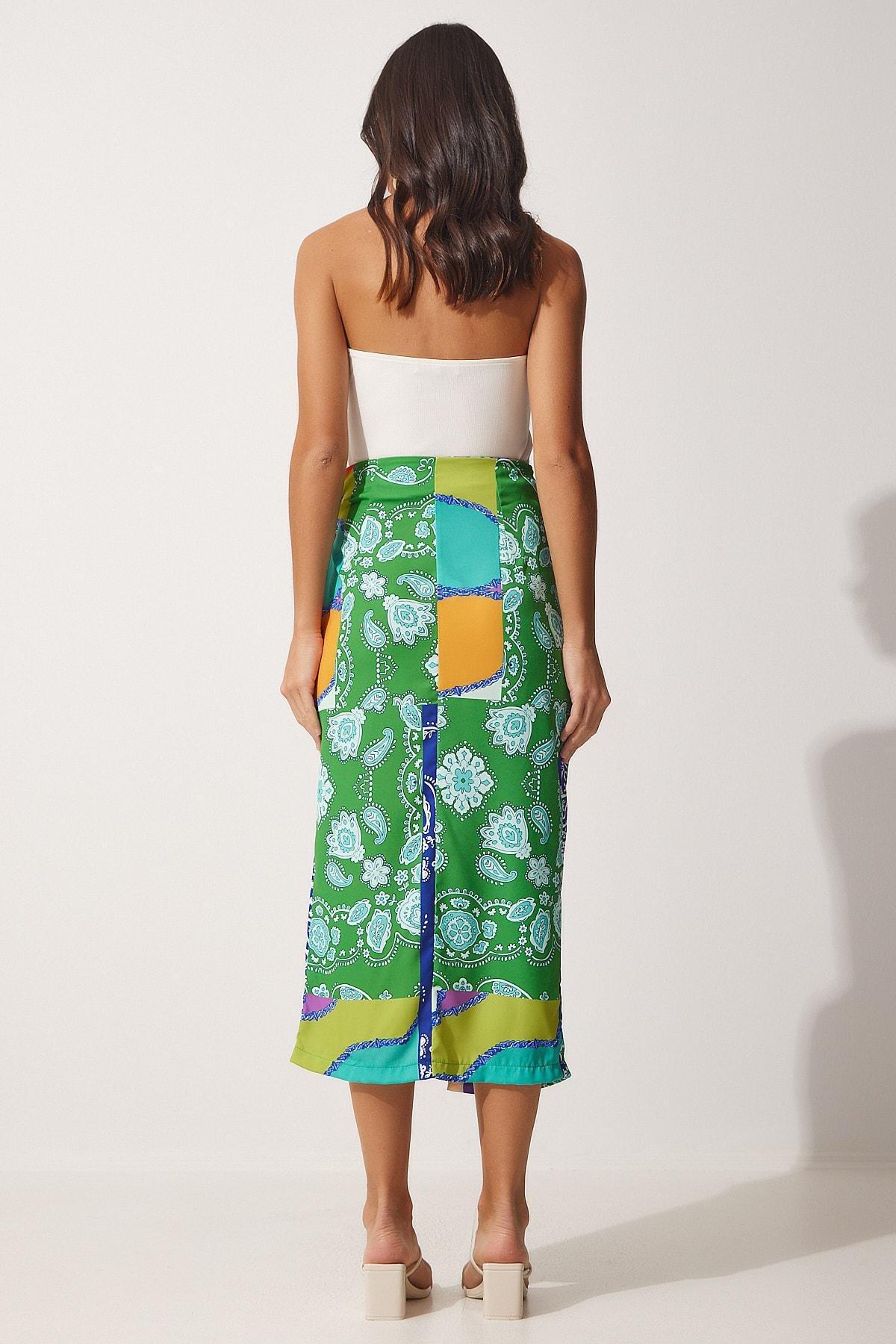 Blue Midi Skirt, NAVY BLUE GREEN, large image number 4