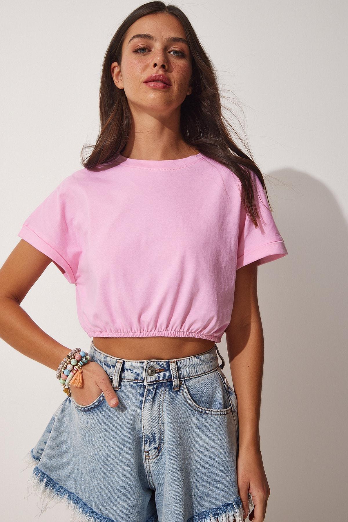 Pink Crew Neck Crop Top, , large image number 1