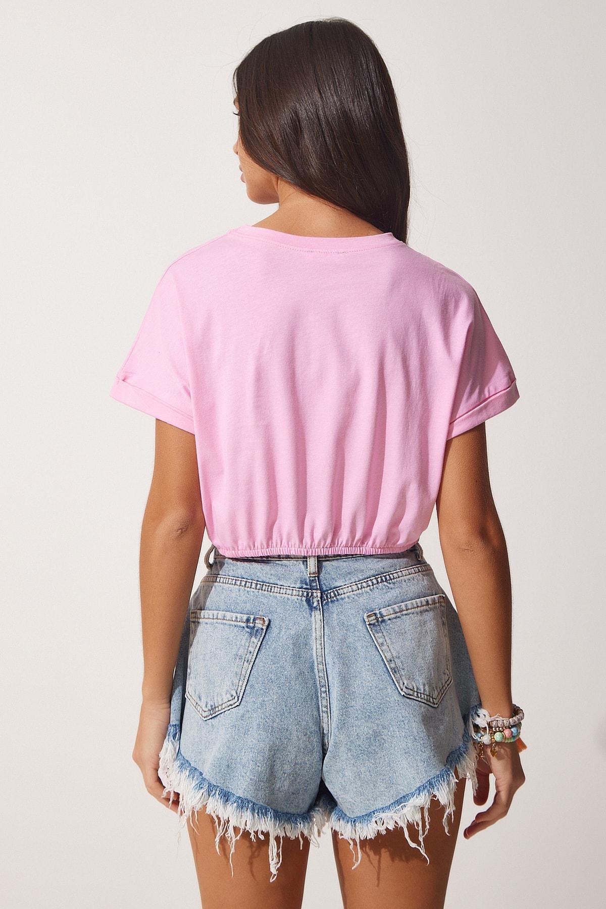 Pink Crew Neck Crop Top, , large image number 3