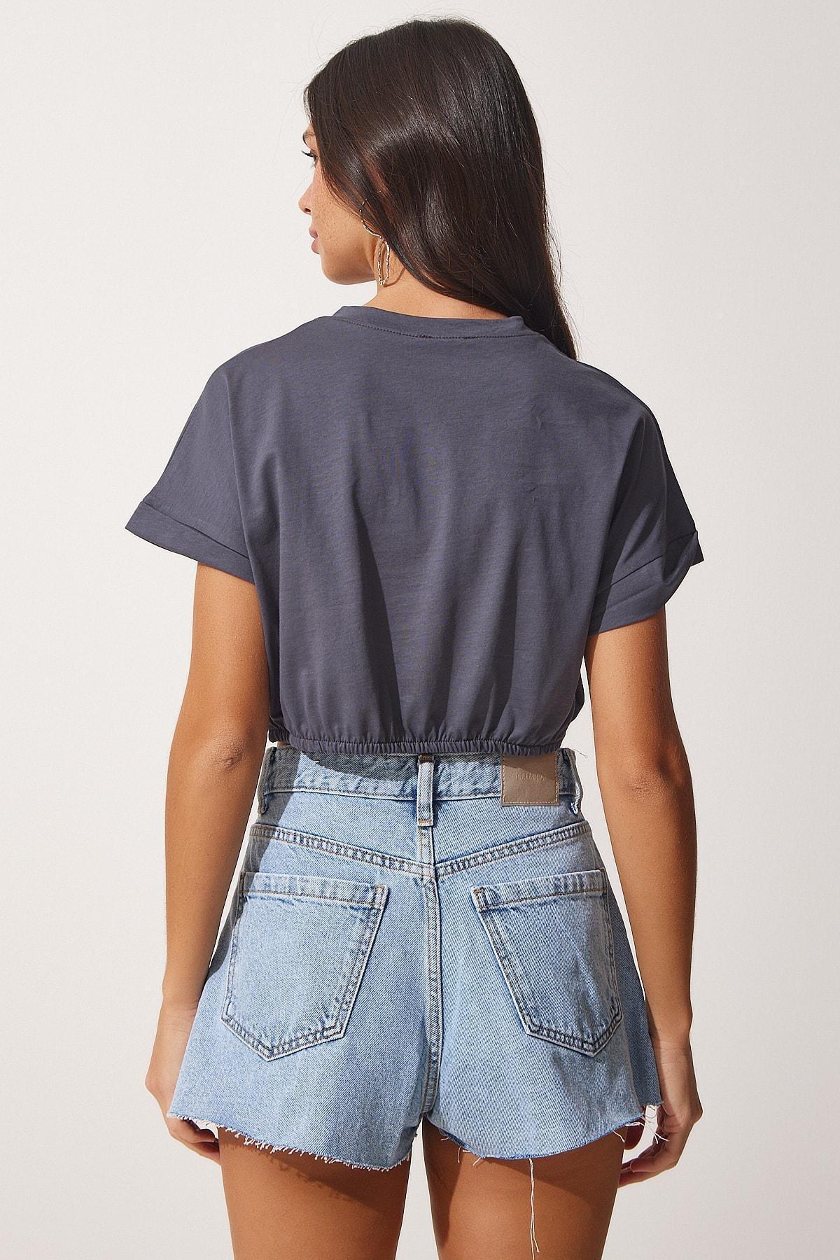 Gray Basic T-Shirt, Anthracite, large image number 3