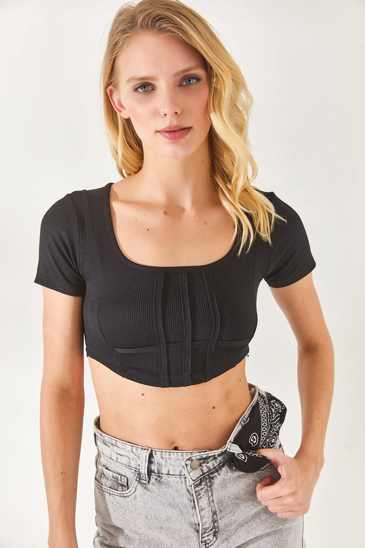 Black Slim Fit Blouse, , large image number 1