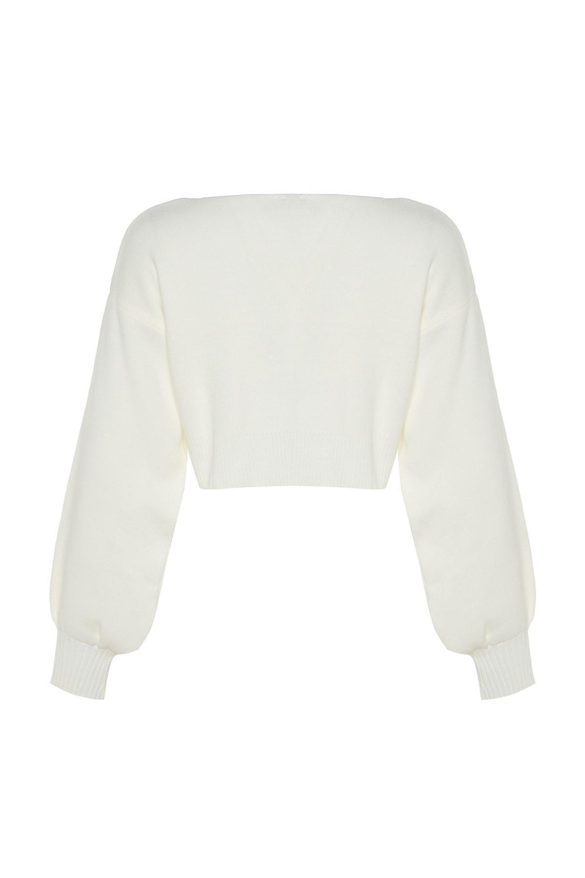 White Crop Top Cardigan, , large image number 7
