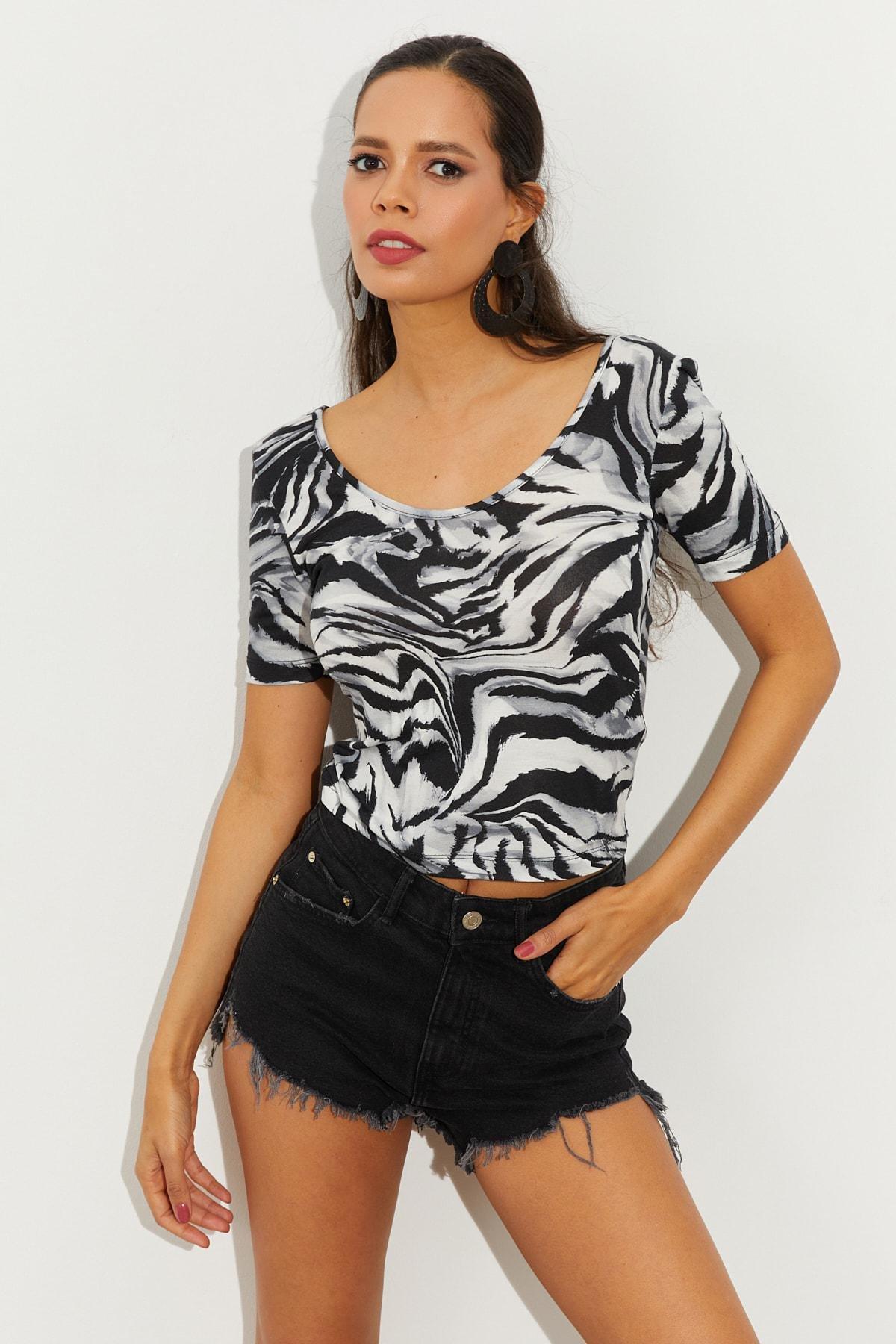 Multicolour Patterned Blouse, STONE, large image number 1