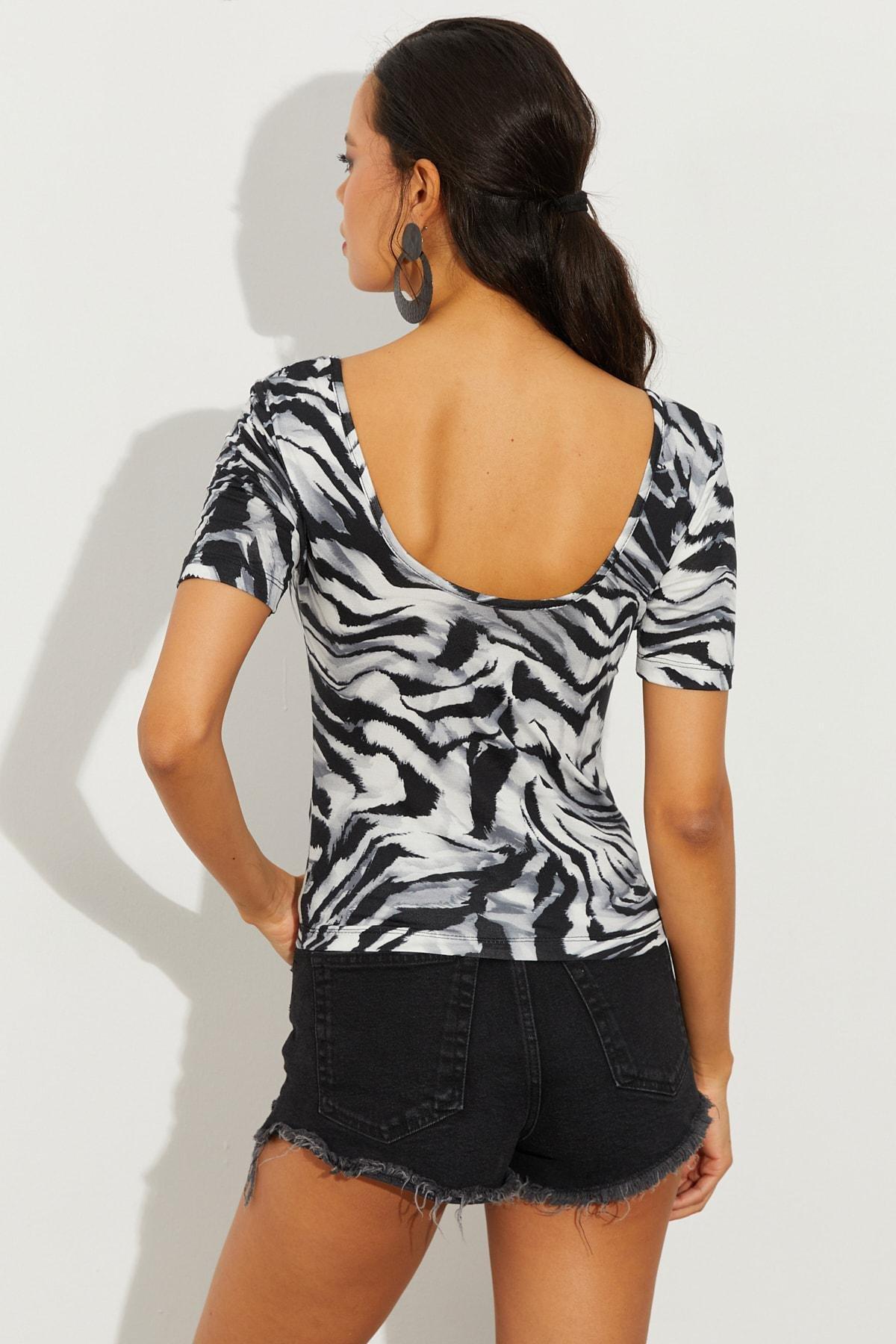 Multicolour Patterned Blouse, STONE, large image number 4