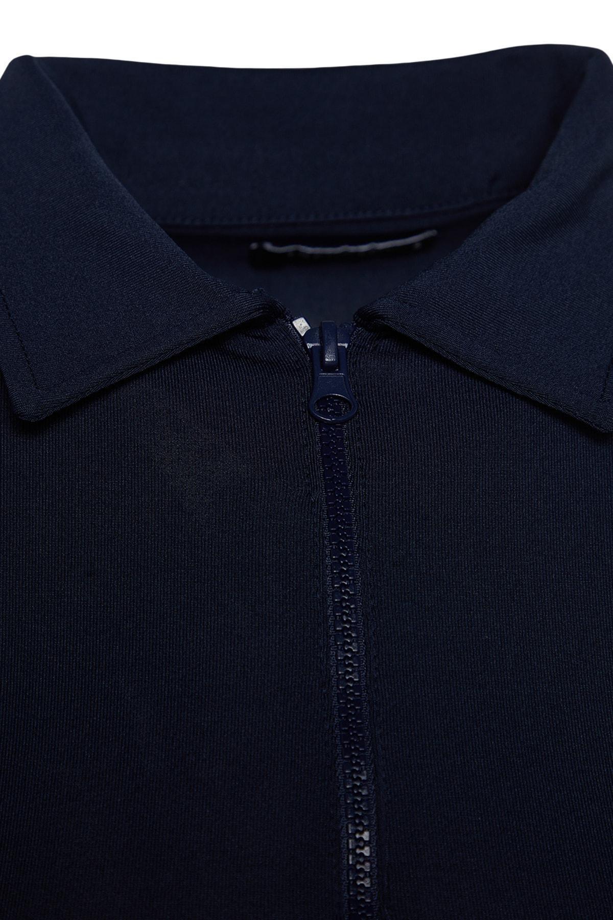 Navy Zipper Collar Bodysuit, , large image number 6